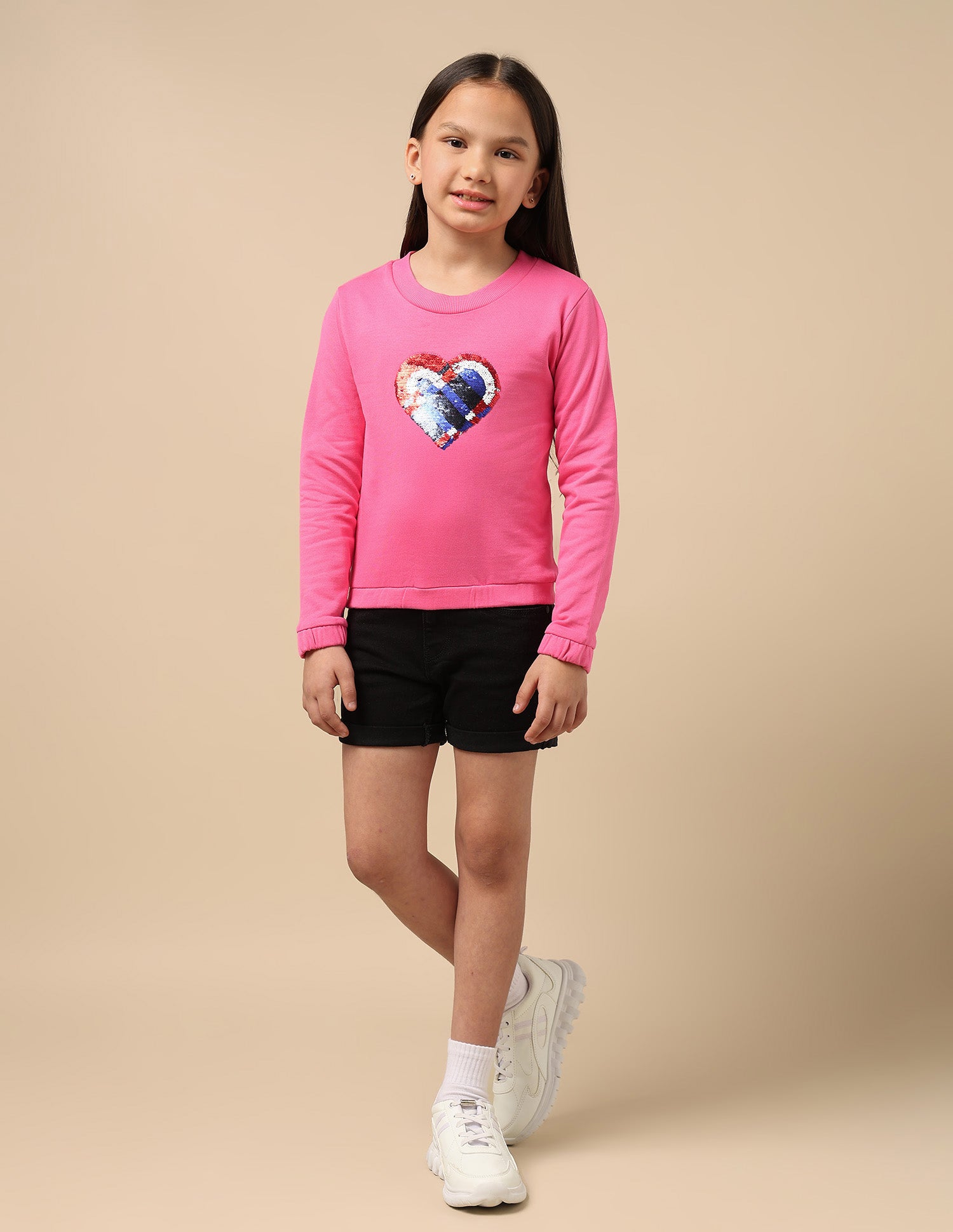 Girls Heart Flip Sequin Sweatshirt Pink - U.S. POLO ASSN. | Large