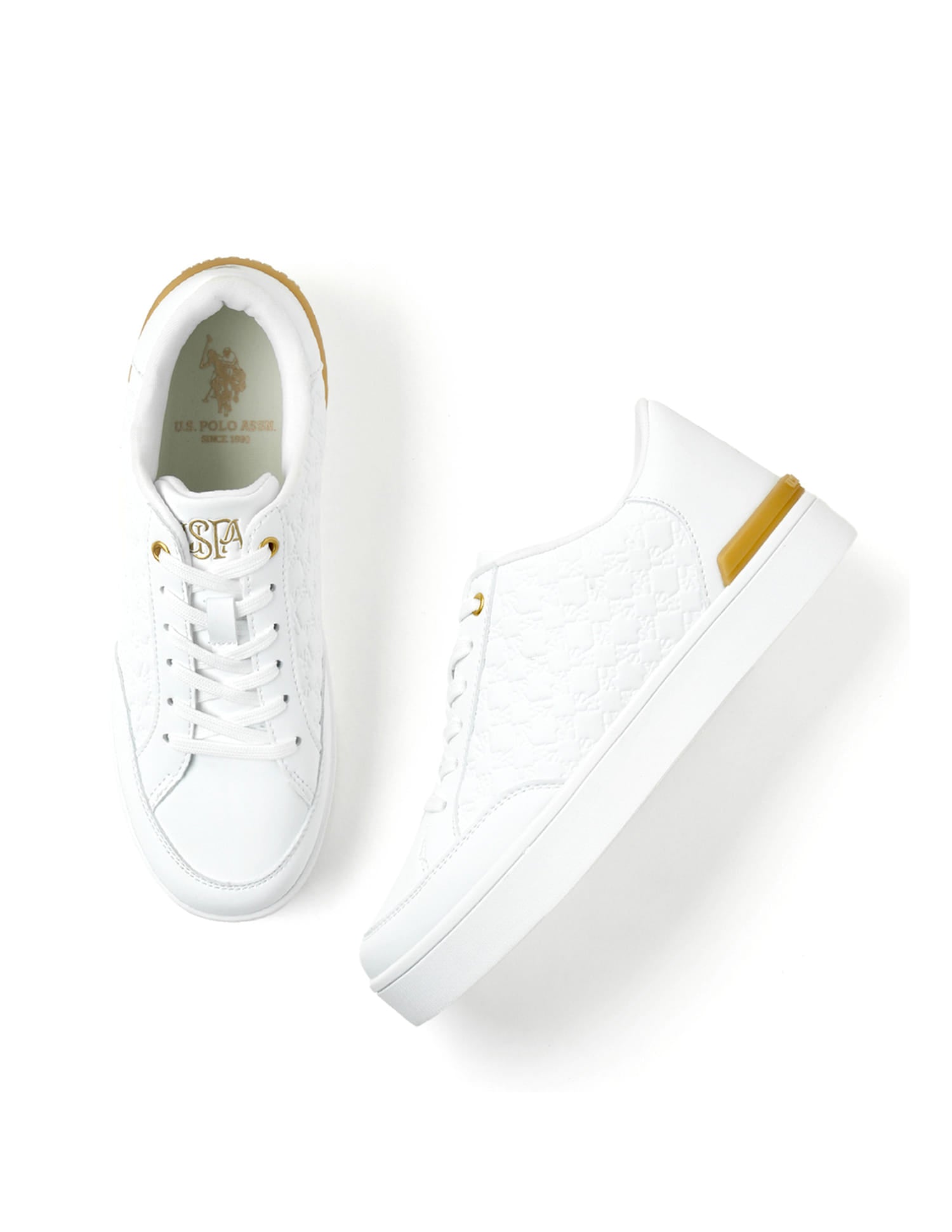 Women Debossed Branding Mila Sneakers White - U.S. Polo Assn. India | Large