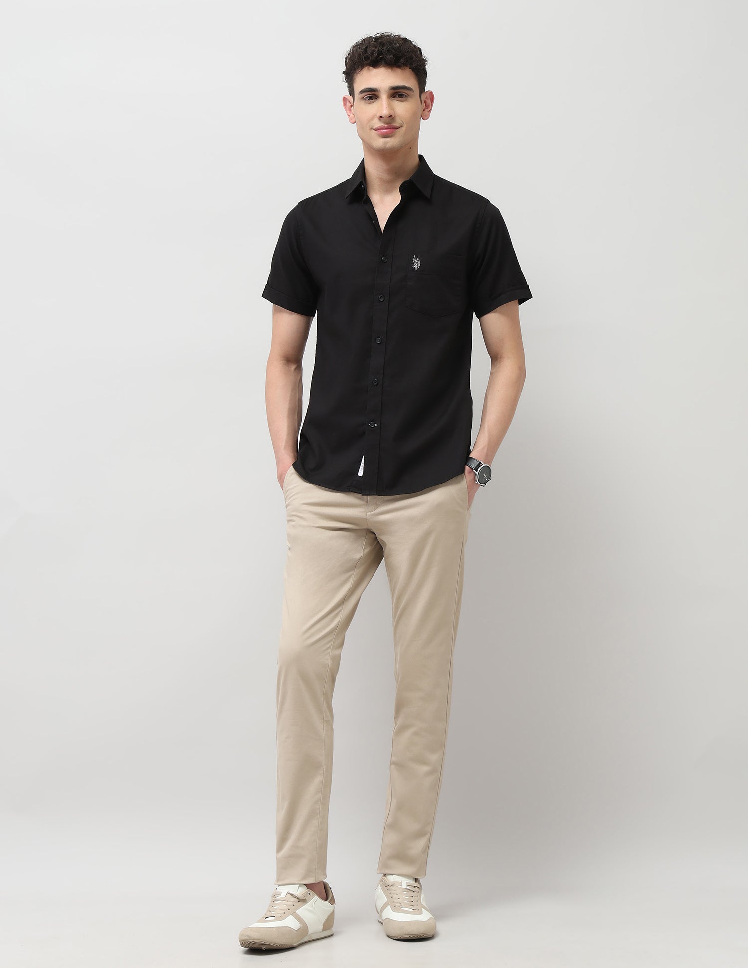 Pure Cotton Tailored Fit Shirt Black - U.S. POLO ASSN. | Large