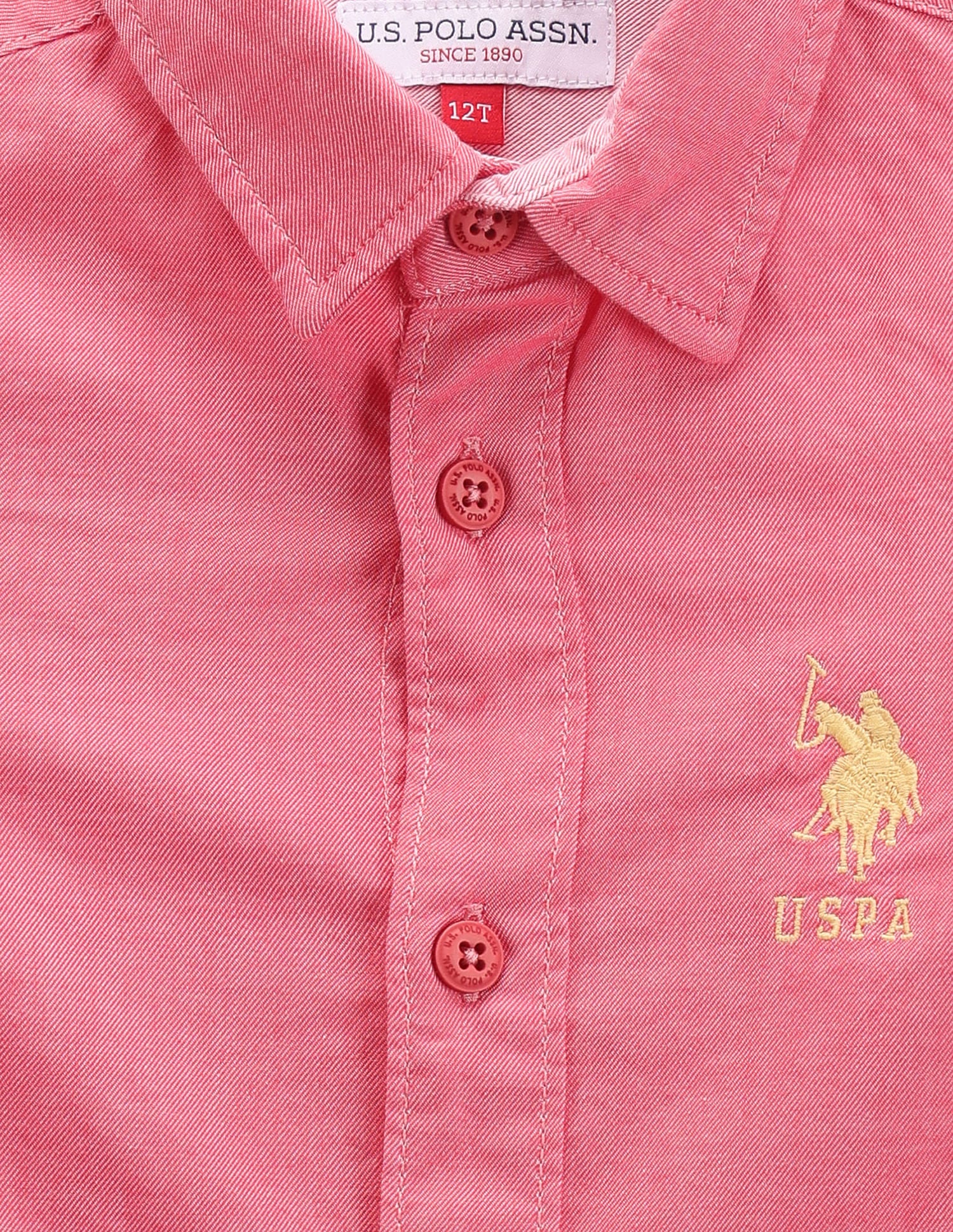 Boys Solid Twill Cotton Shirt Red - U.S. POLO ASSN. | Large