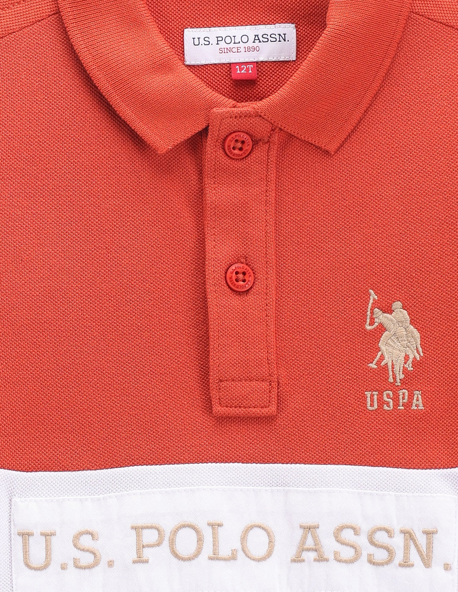 Boys Colour Block Polo Shirt Rust - U.S. POLO ASSN. | Large