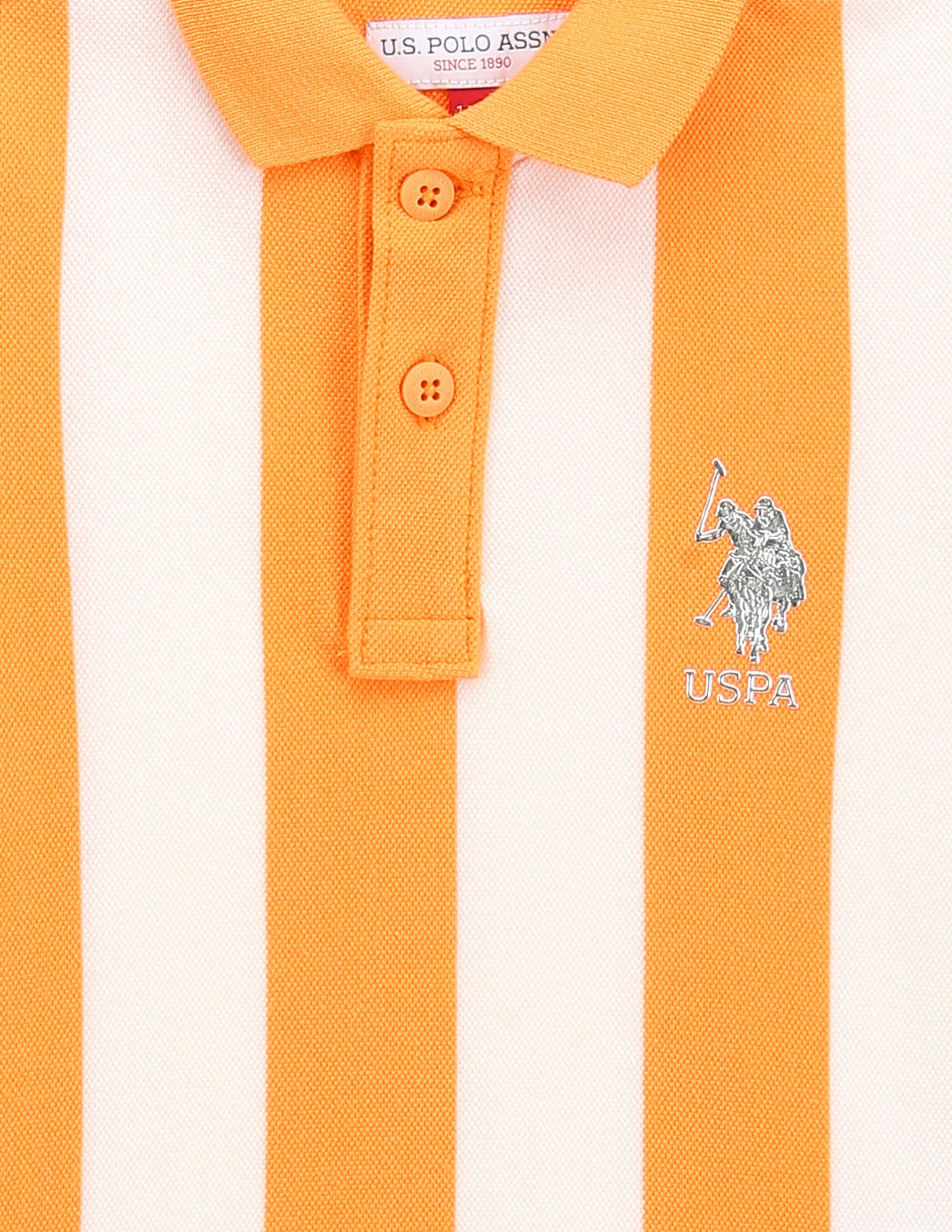 Boys Vertical Striped Polo Shirt Orange - U.S. Polo Assn. India | Large
