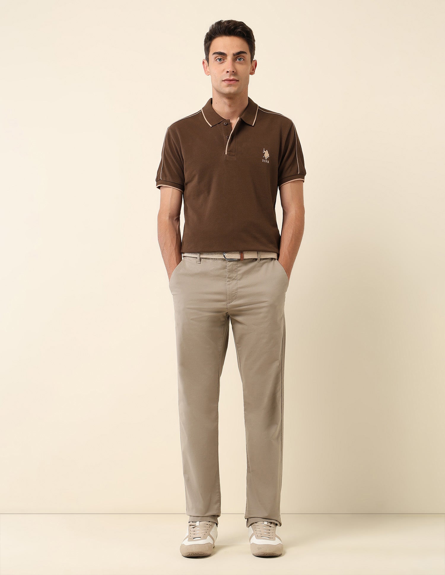 Solid Slim Fit Polo Shirt Dark Brown - U.S. Polo Assn. India | Large