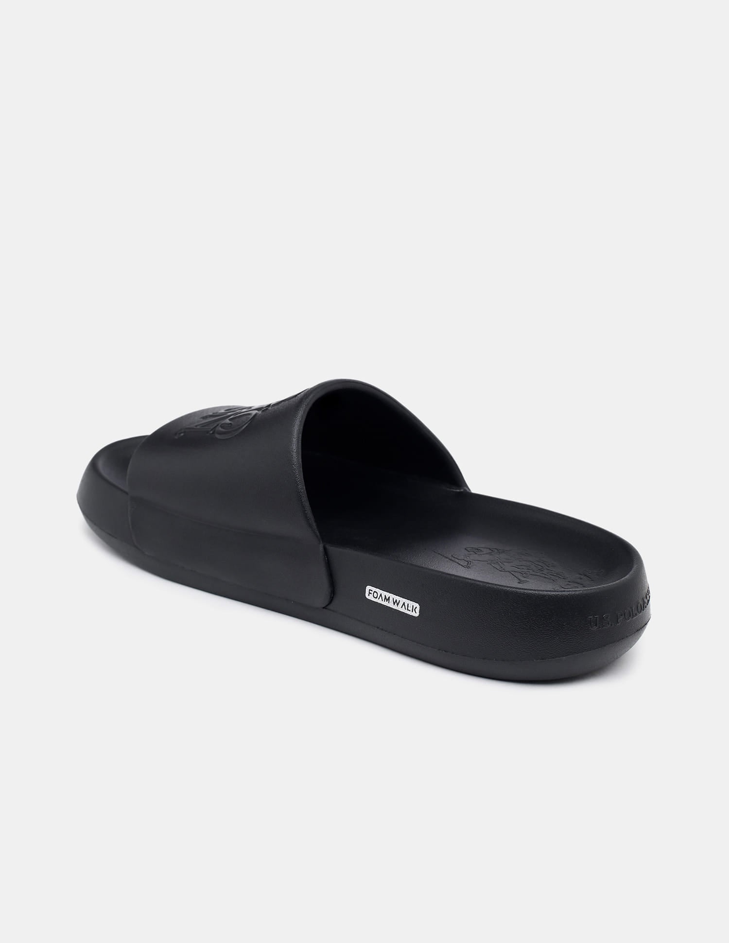 Brand Embossed Luna Sliders Black - U.S. Polo Assn. India | Large