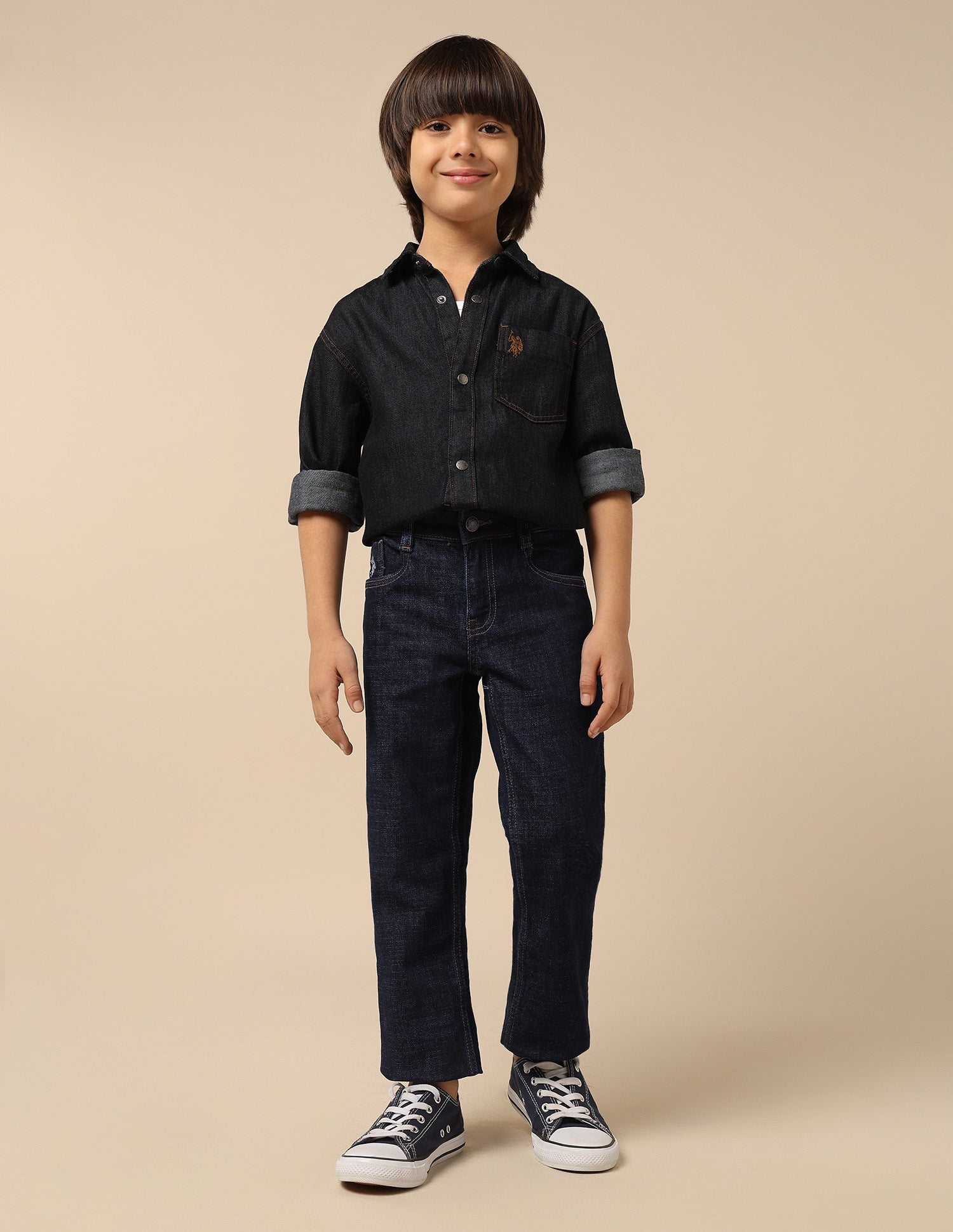 Boys Stone Washed Relaxed Fit Jeans Dark Blue - U.S. POLO ASSN. | Large