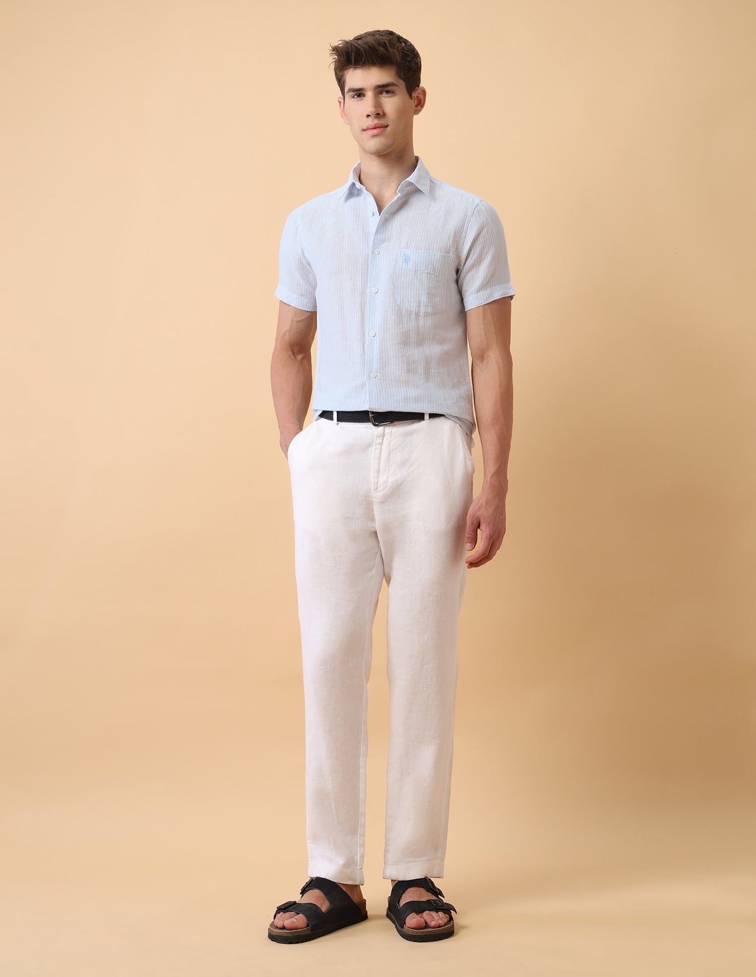 Pacho X Dobby Regular Fit Shirt Light Blue - U.S. Polo Assn. India | Large