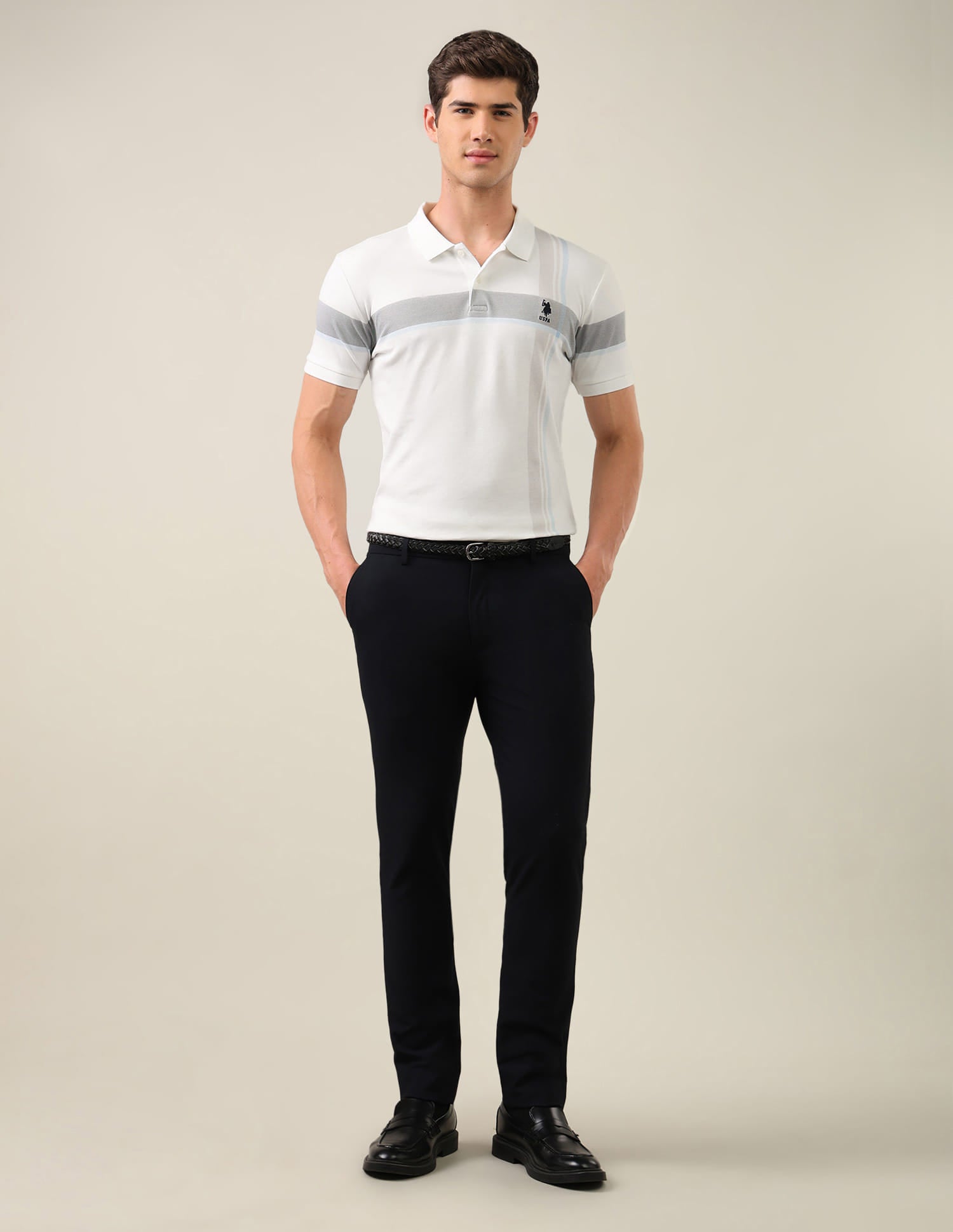 Solid Slim Fit Polo Shirt White - U.S. Polo Assn. India | Large