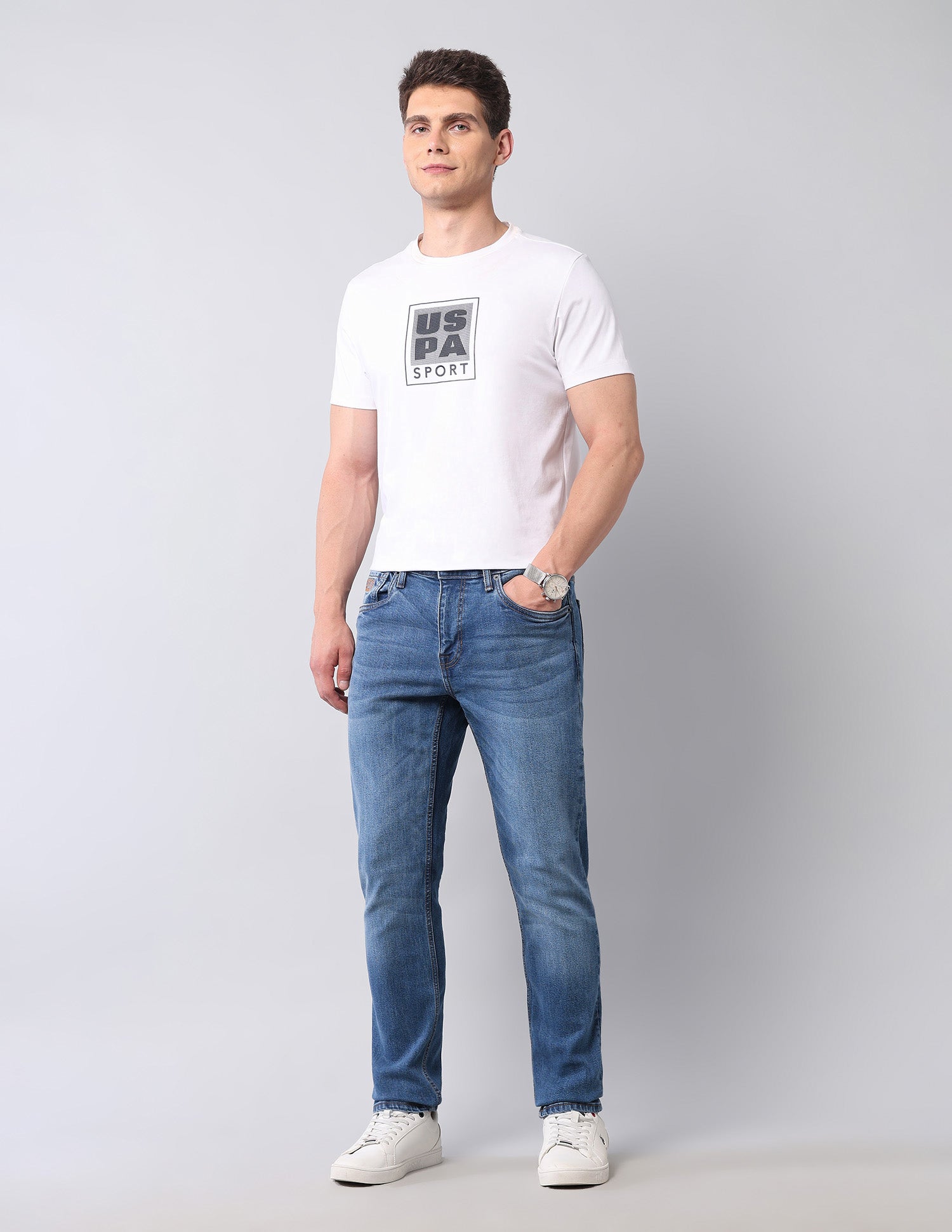 Brandon Slim Tapered Fit Blue Jeans Blue - U.S. Polo Assn. India | Large