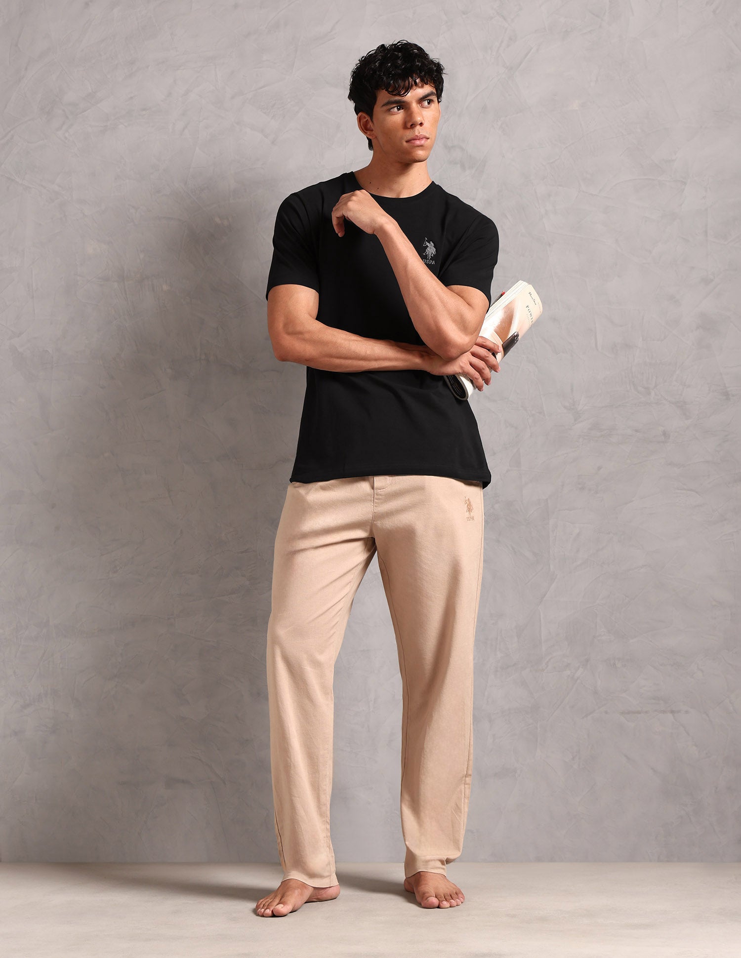 Comfort Fit Pure Cotton OEE12 Lounge T-Shirt - Pack Of 1 Black - U.S. POLO ASSN. | Large