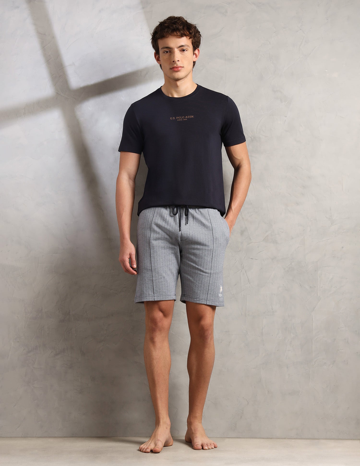 Chevron Slim Fit PS004-PL Lounge Shorts - Pack of 1 Navy - U.S. Polo Assn. India | Large