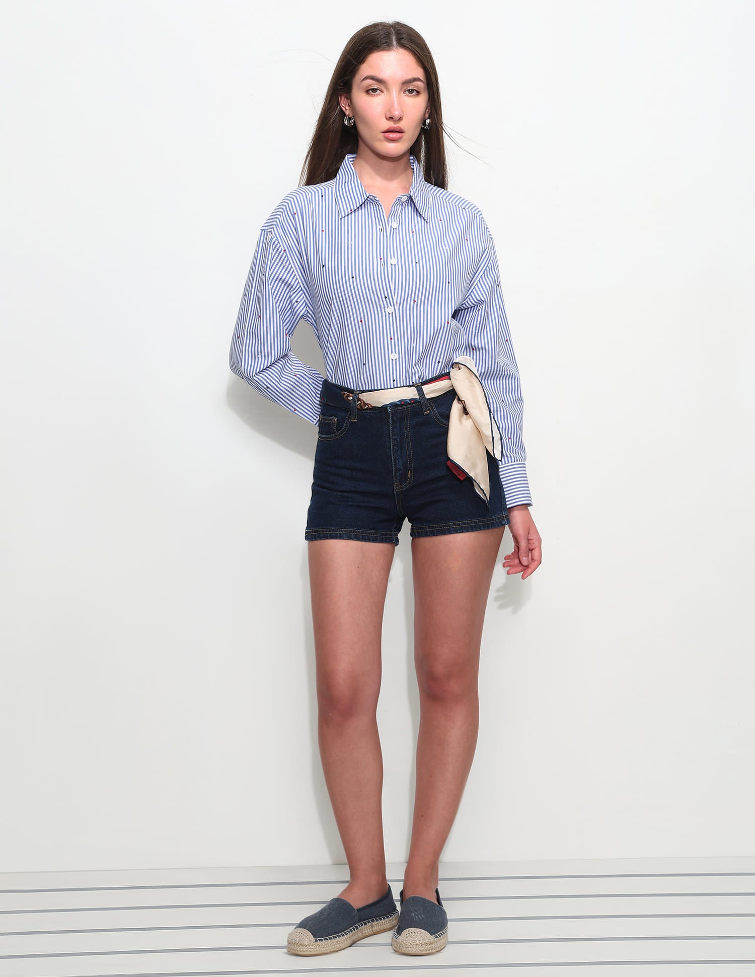 Vertical Striped Shirt With Embroidery Blue - U.S. Polo Assn. India | Large