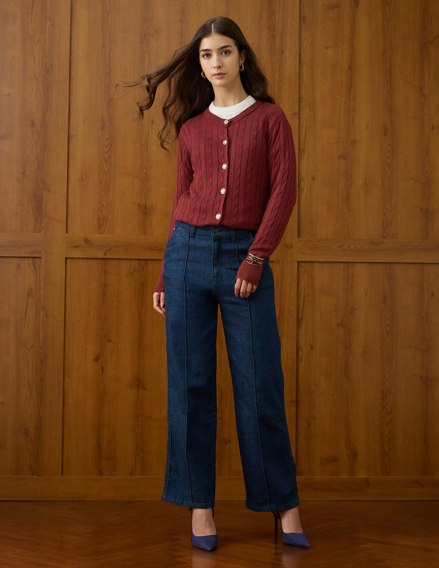 Cable Knit Regular Fit Sweater Red - U.S. POLO ASSN. | Large