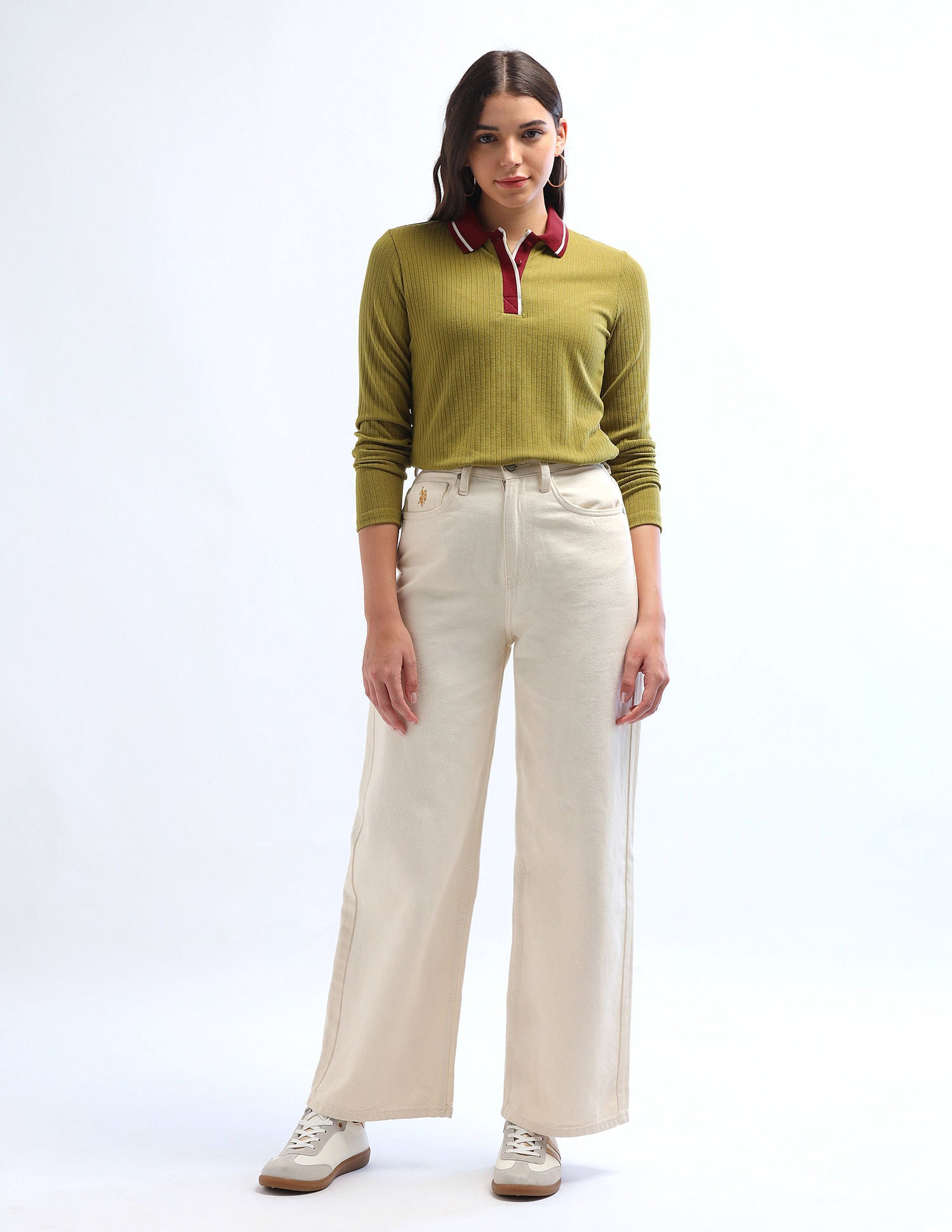 Contrast Collar Regular Polo Shirt Olive - U.S. POLO ASSN. | Large