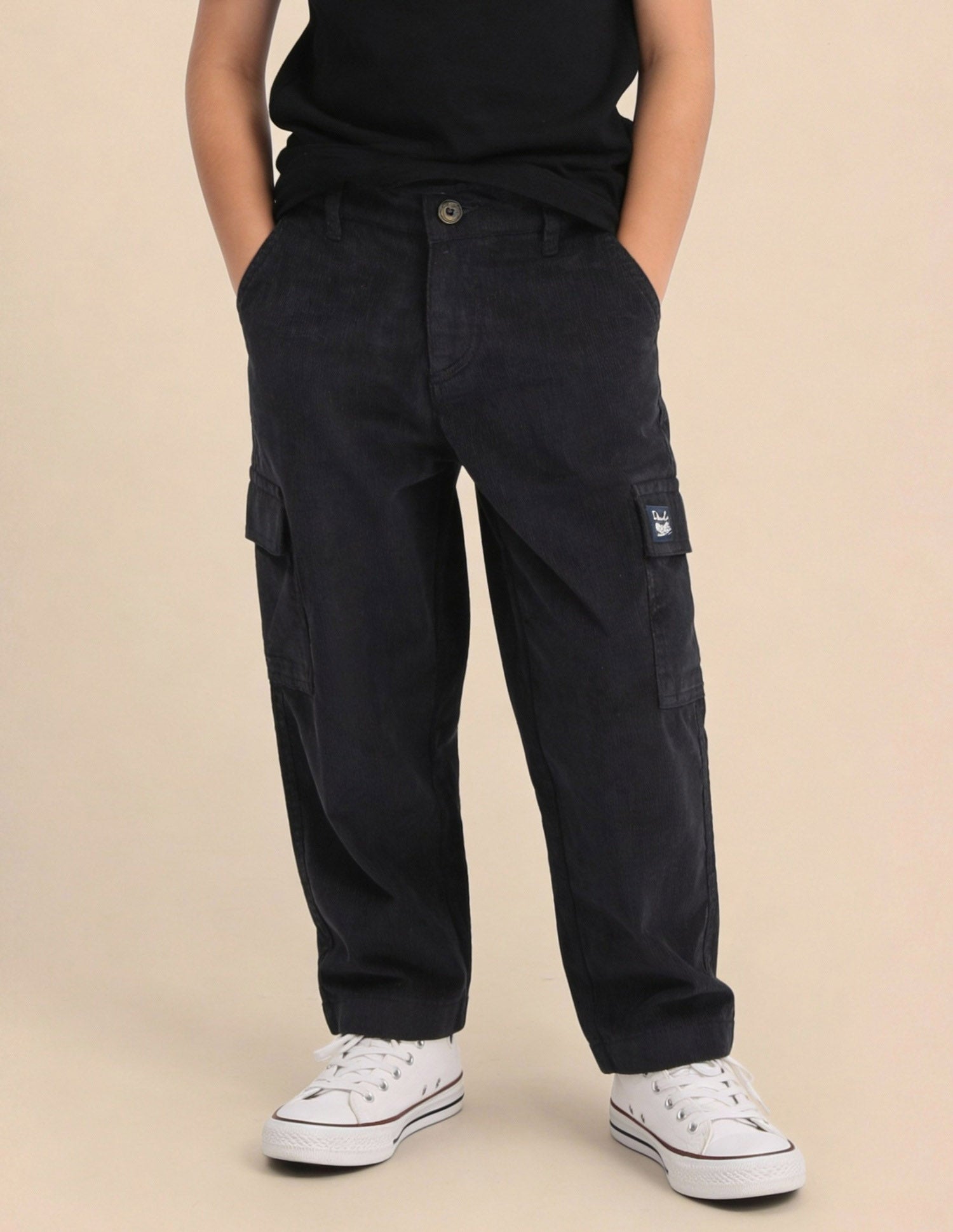 Boys Corduroy Relaxed Fit Cargo Trousers Navy - U.S. Polo Assn. India | Large