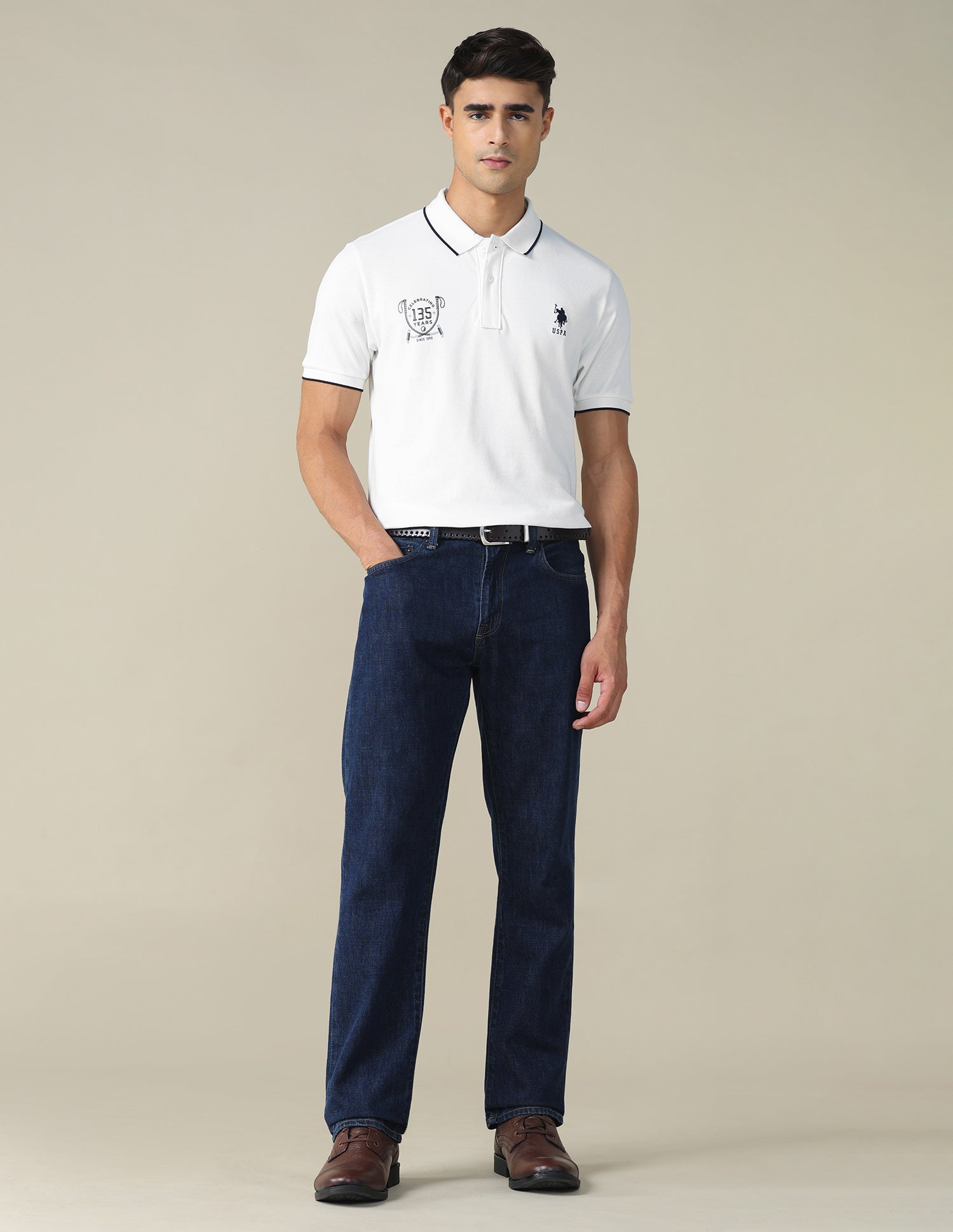 Graphic Printed Regular Fit Polo Shirt Ivory - U.S. POLO ASSN. | Large