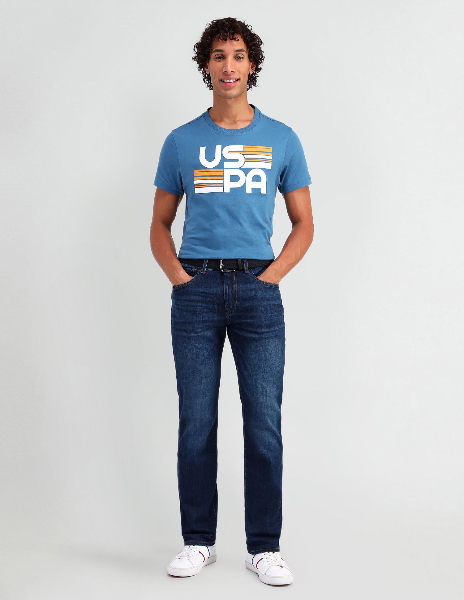 Harold Slim Straight Fit Blue Jeans Blue - U.S. POLO ASSN. | Large