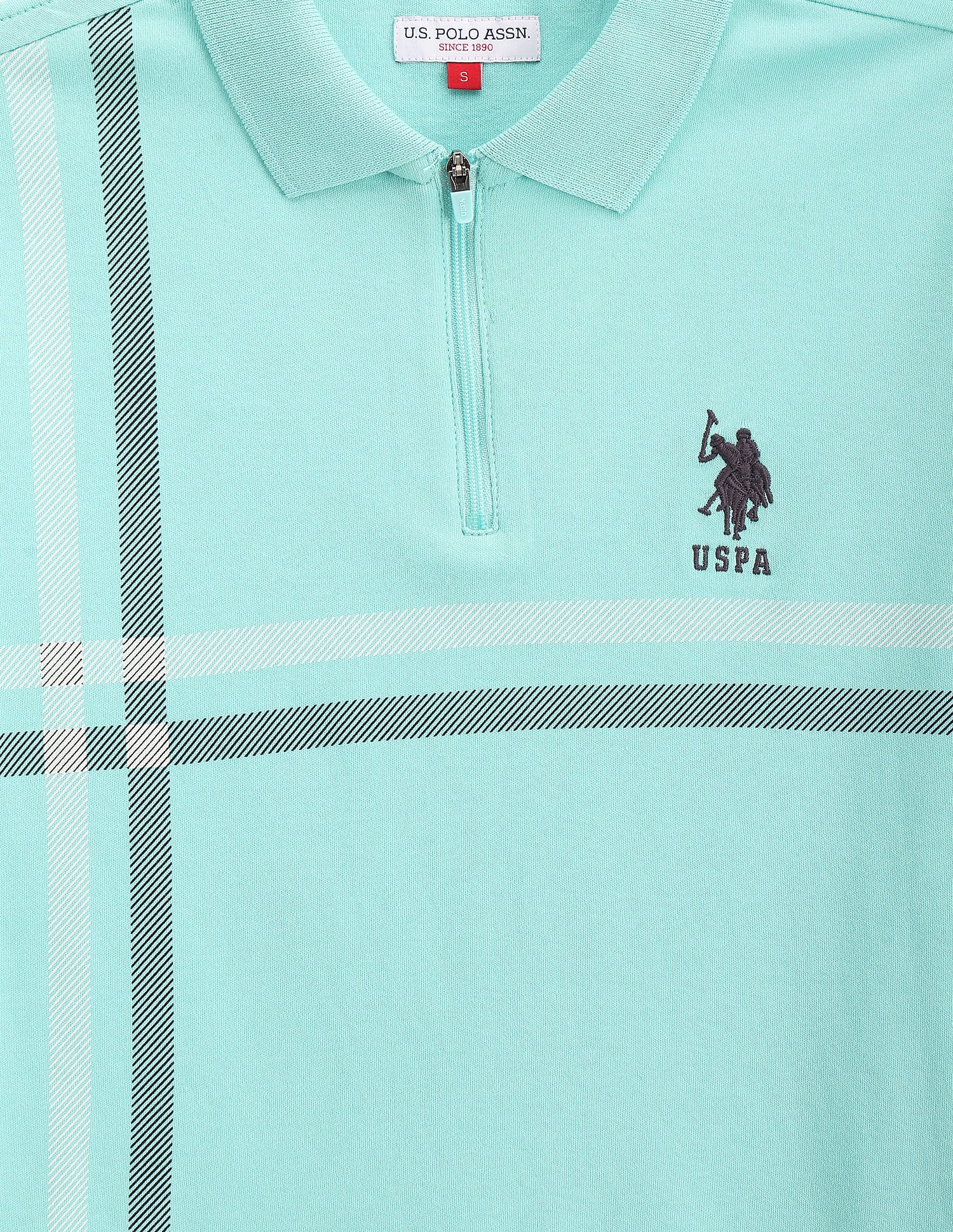 Boys Stripe Cotton Polo Shirt Turquoise - U.S. POLO ASSN. | Large
