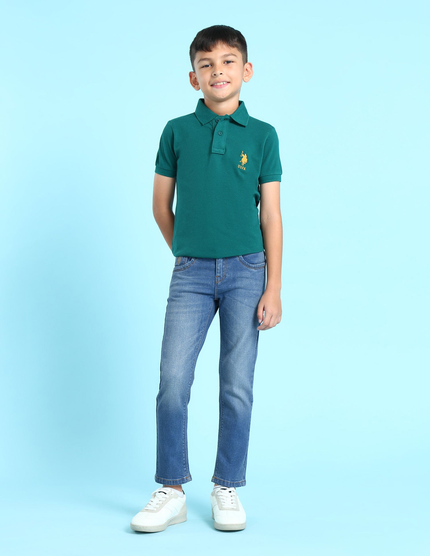 Boys Blue Slim Fit Stone Wash Jeans Blue - U.S. POLO ASSN. | Large