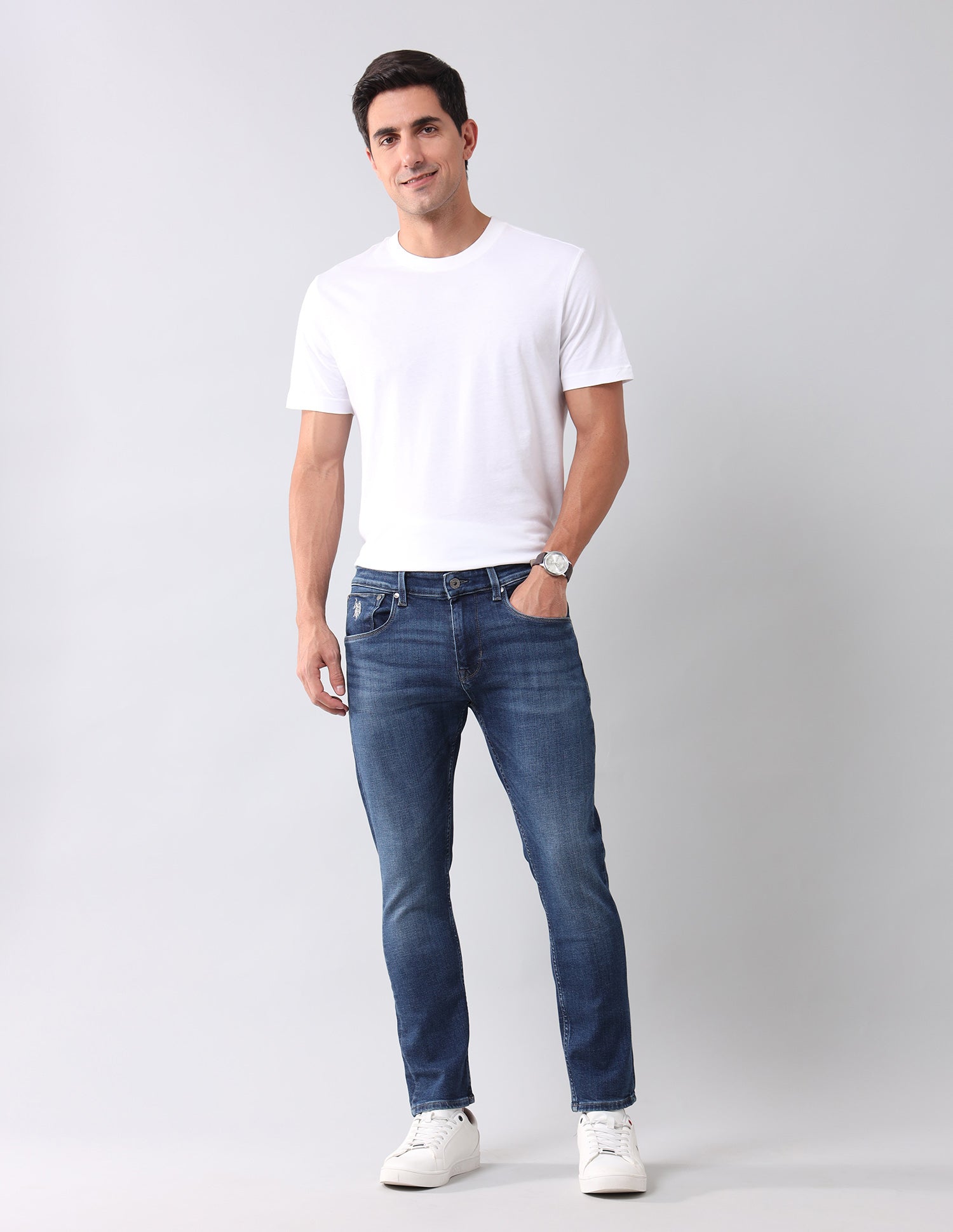 Henry Tapered Cropped Fit Blue Jeans Dark Wash - U.S. Polo Assn. India | Large