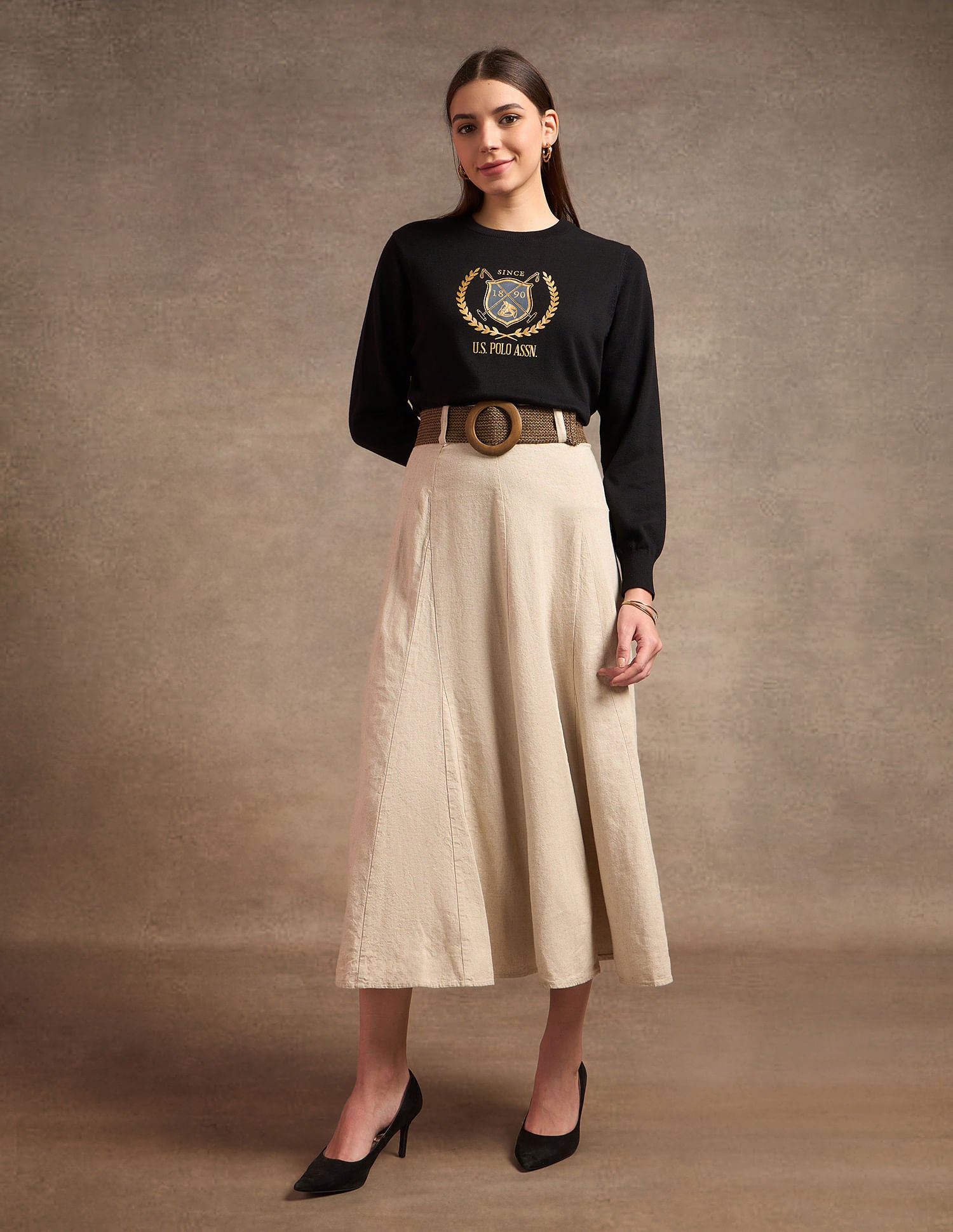 Crest Logo Regular Fit Sweater Black - U.S. POLO ASSN. | Large