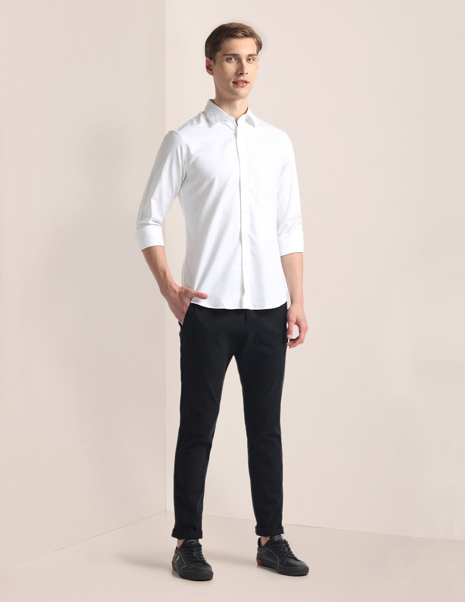 Geometric Dobby Shirt White - U.S. Polo Assn. India | Large