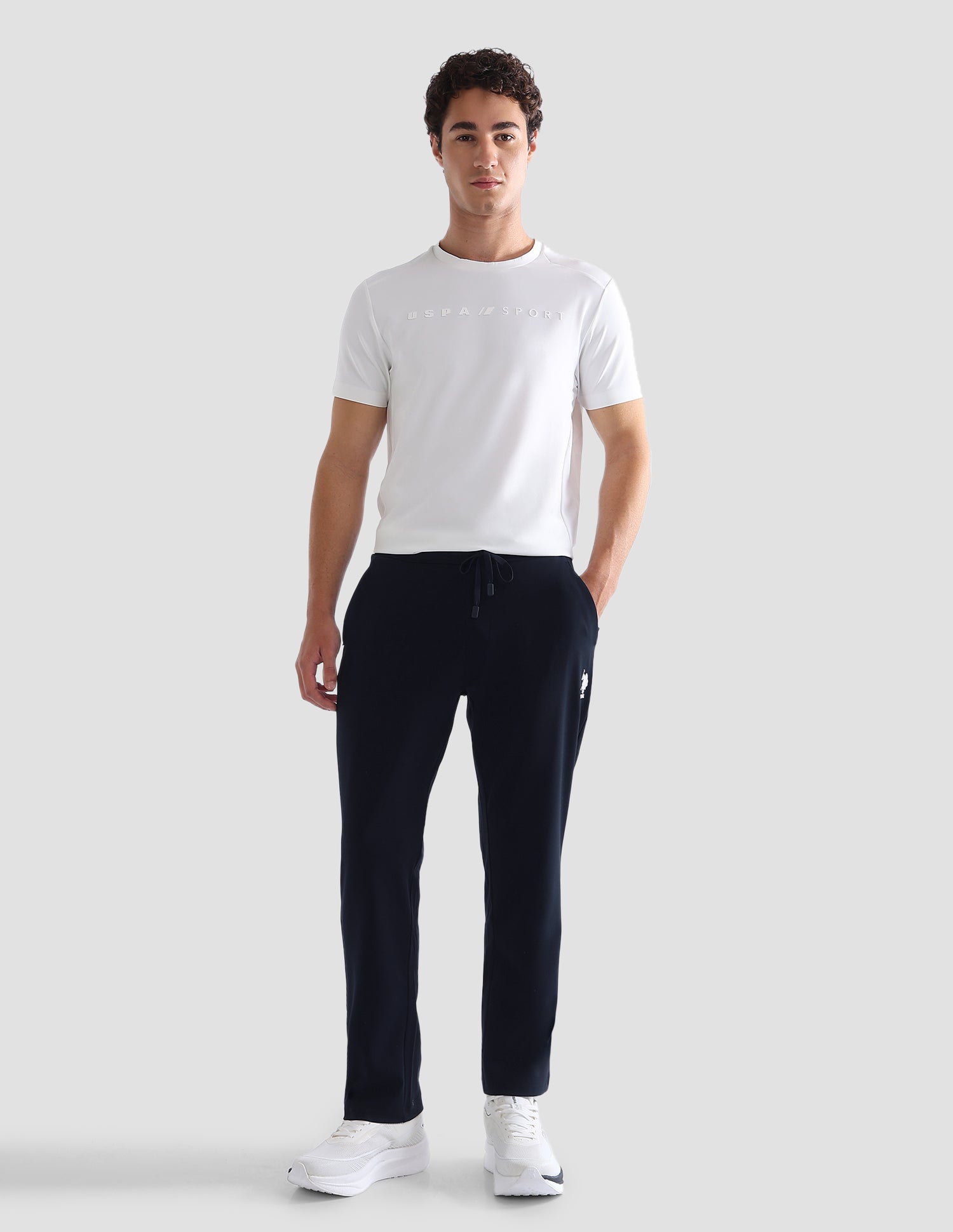 Slim Fit Mid Rise Active Track Pants Navy - U.S. Polo Assn. India | Large