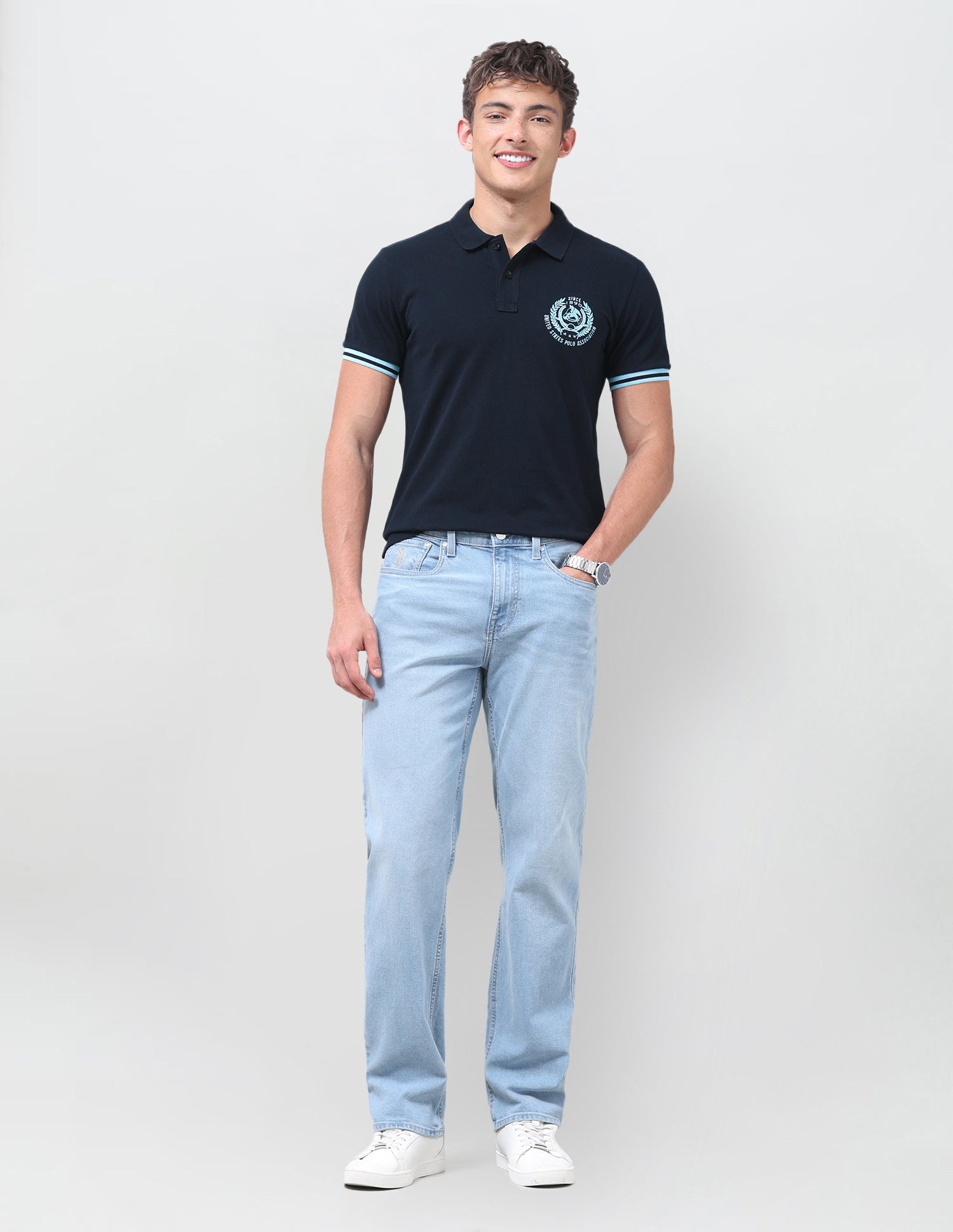 Solid Slim Fit Polo Shirt Navy - U.S. Polo Assn. India | Large