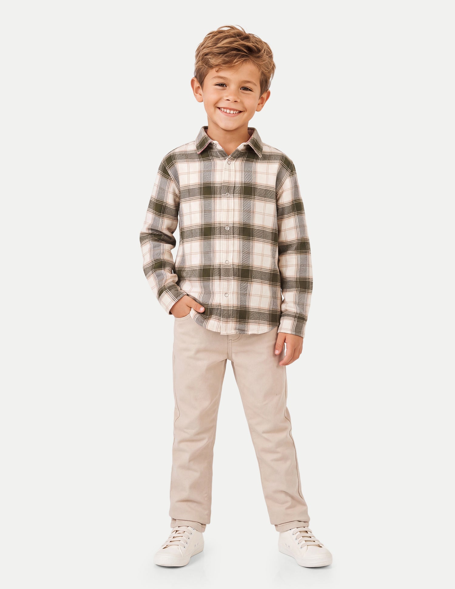 Plaid Checked Twill Shirt Beige - U.S. Polo Assn. India | Large