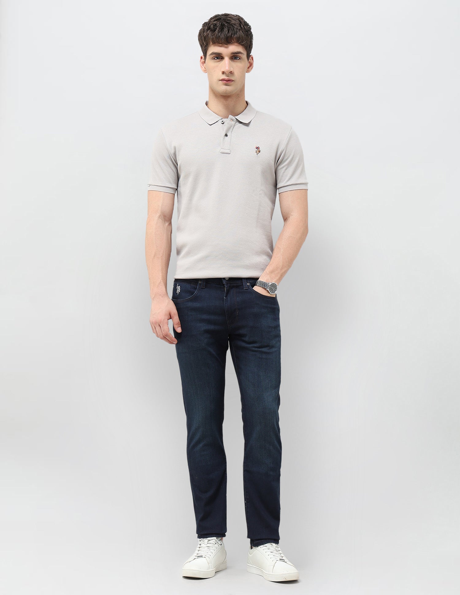 Brandon Slim Tapered Fit Blue Jeans Dark Blue - U.S. POLO ASSN. | Large