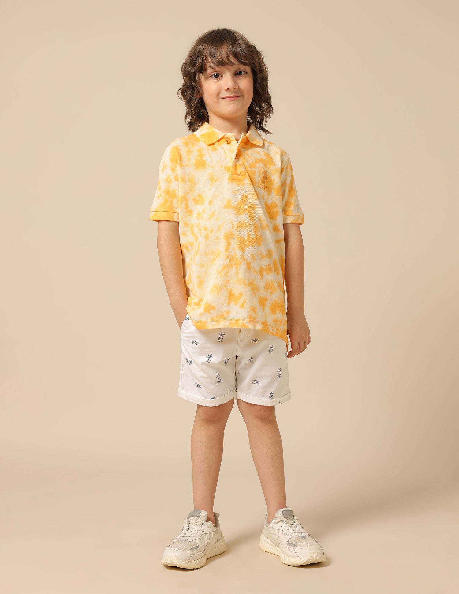 Boys Dyed Pure Cotton Polo Shirt Orange - U.S. POLO ASSN. | Large