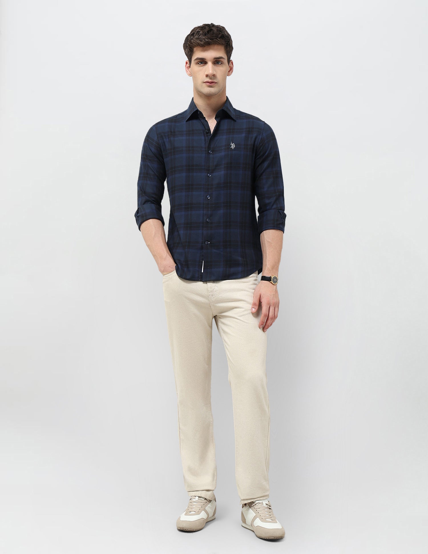 Tartan Checked Twill Shirt Navy - U.S. POLO ASSN. | Large