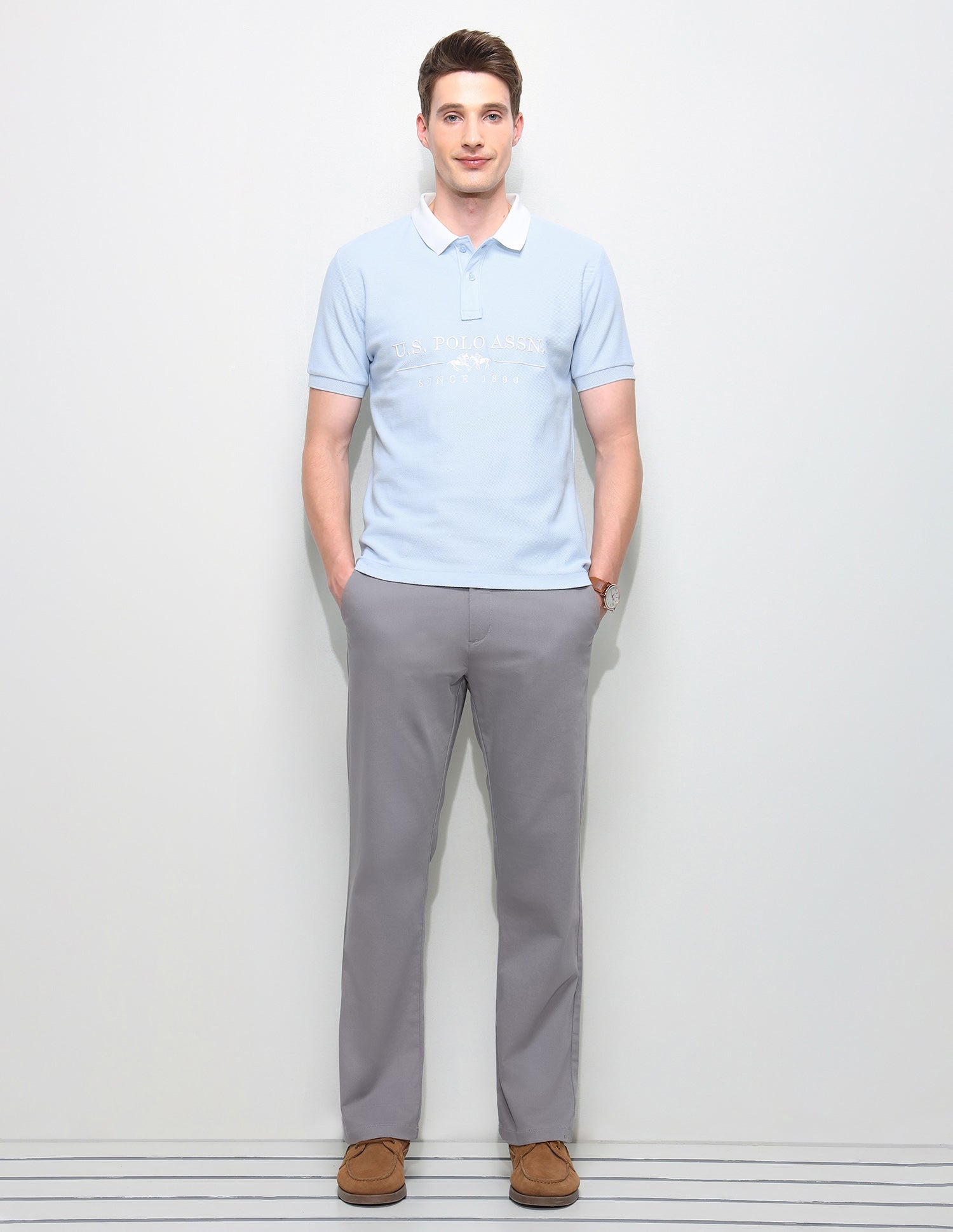 Brand Embroidered Slim Fit Polo Shirt Light Blue - U.S. Polo Assn. India | Large