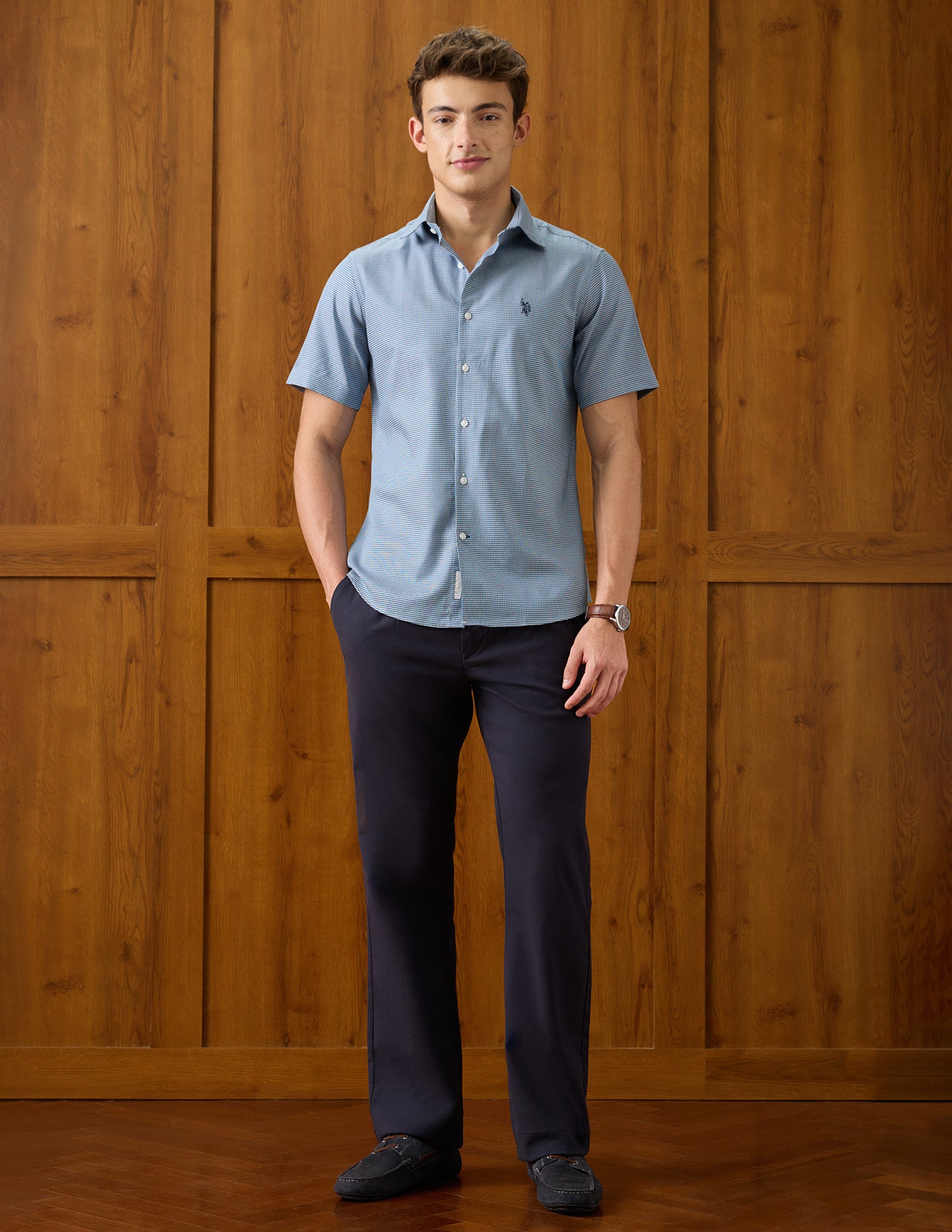 Textured Twill Shirt Blue - U.S. Polo Assn. India | Large