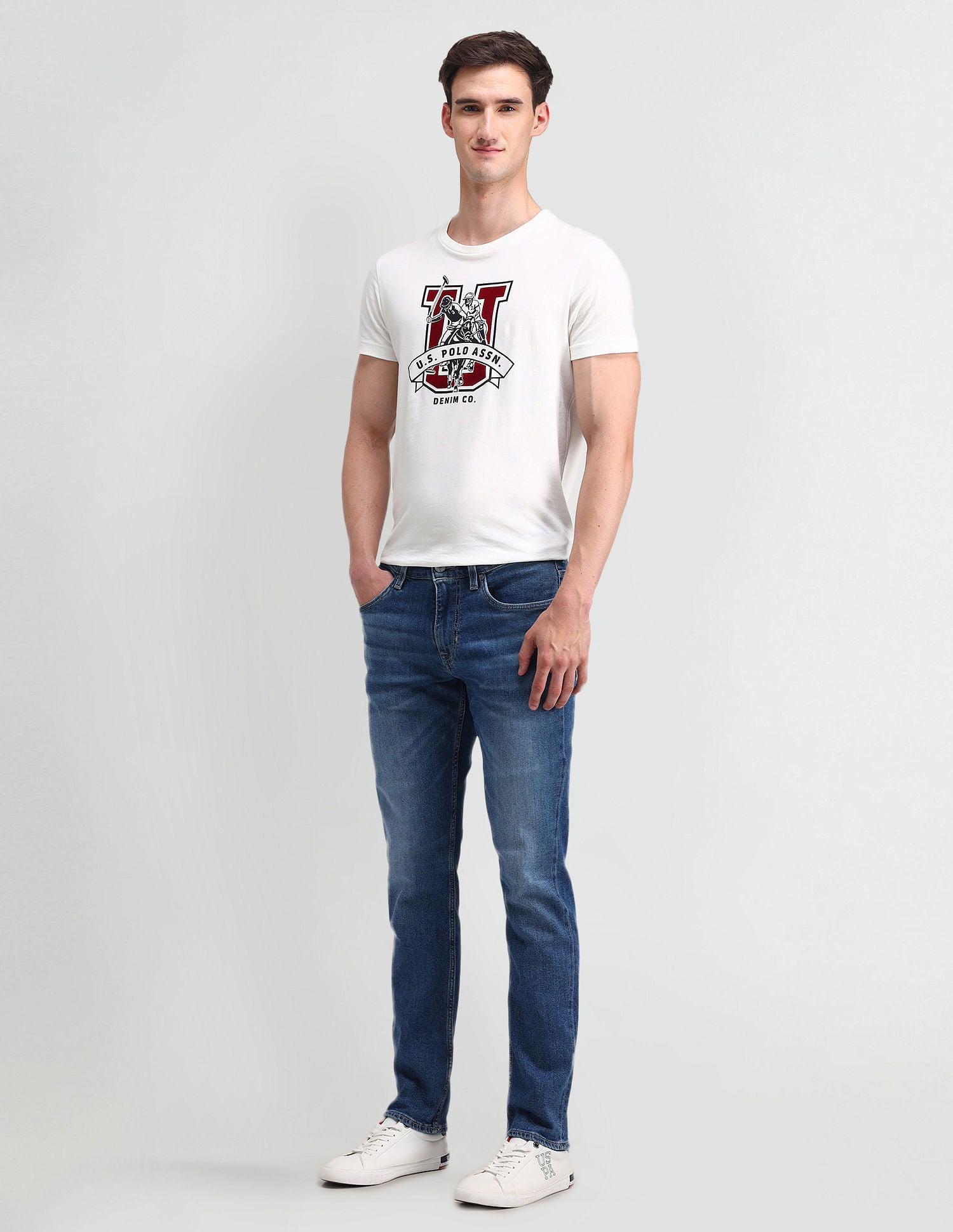 Brandon Slim Tapered Fit Blue Jeans Blue - U.S. POLO ASSN. | Large