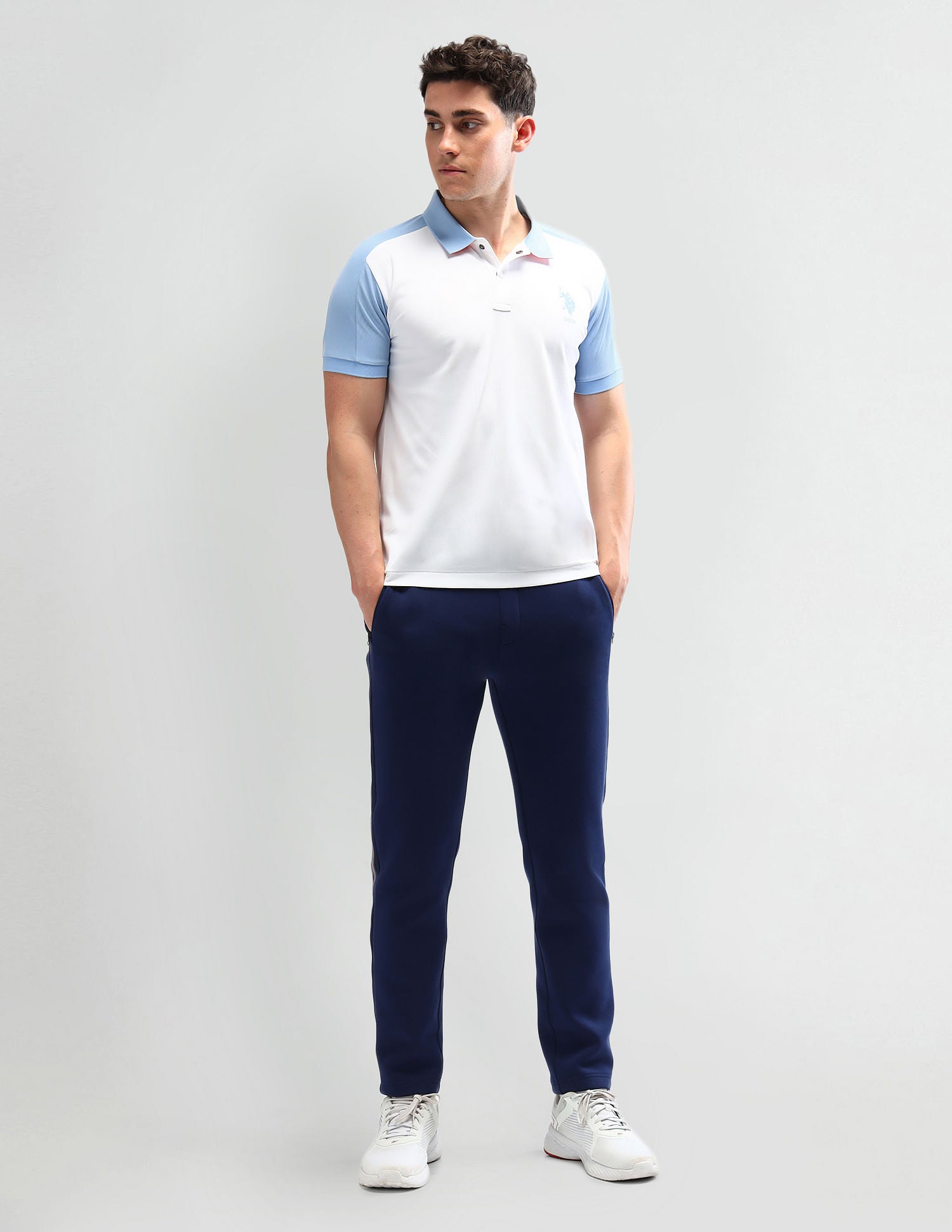 Slim Fit Solid Polo Shirt White - U.S. Polo Assn. India | Large