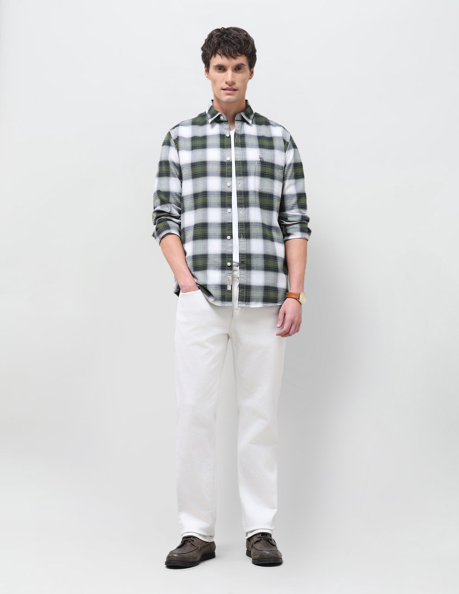 Twill Plaid Checked Shirt Green - U.S. Polo Assn. India | Large