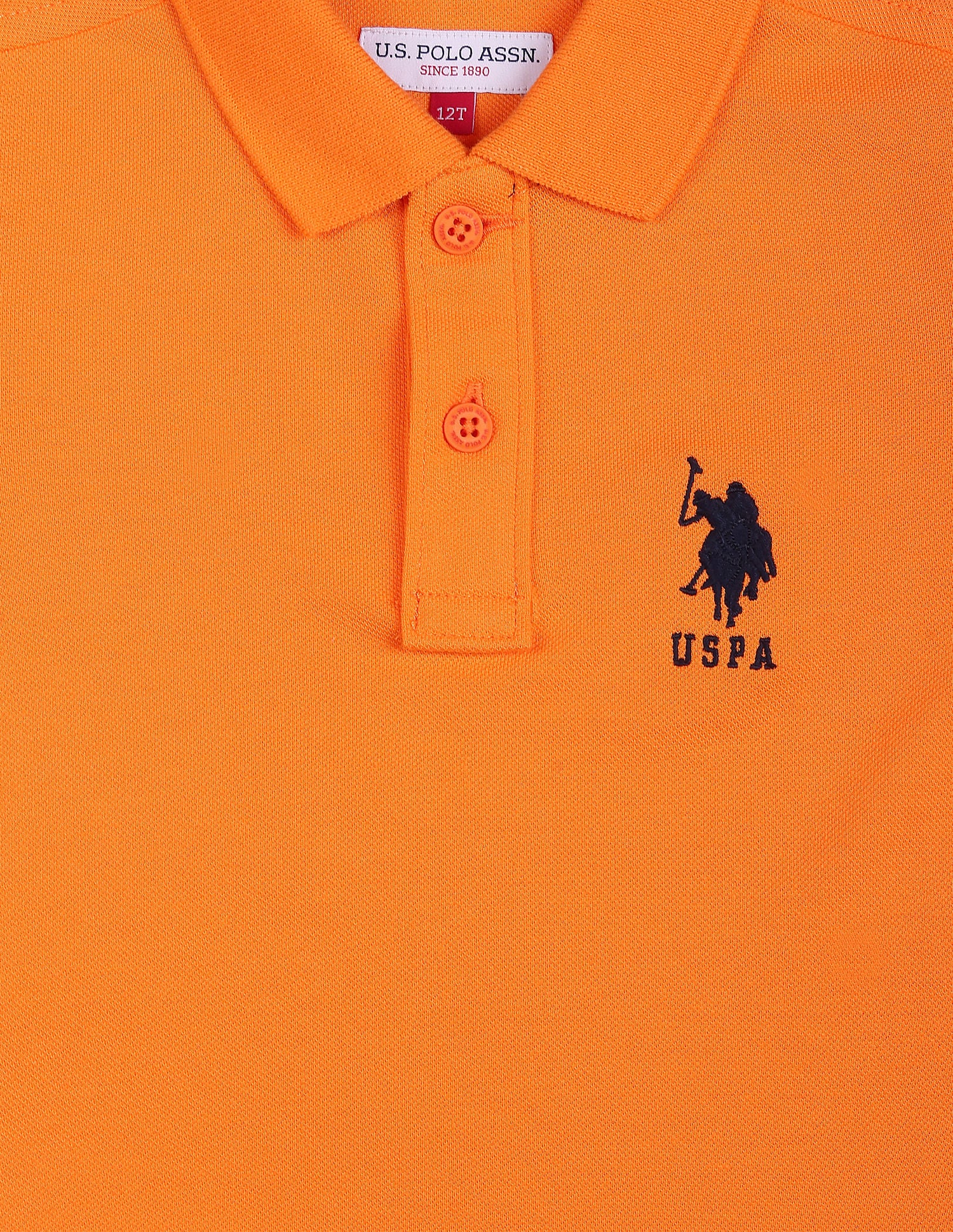 Pure Cotton Solid Polo Shirt Orange - U.S. POLO ASSN. | Large