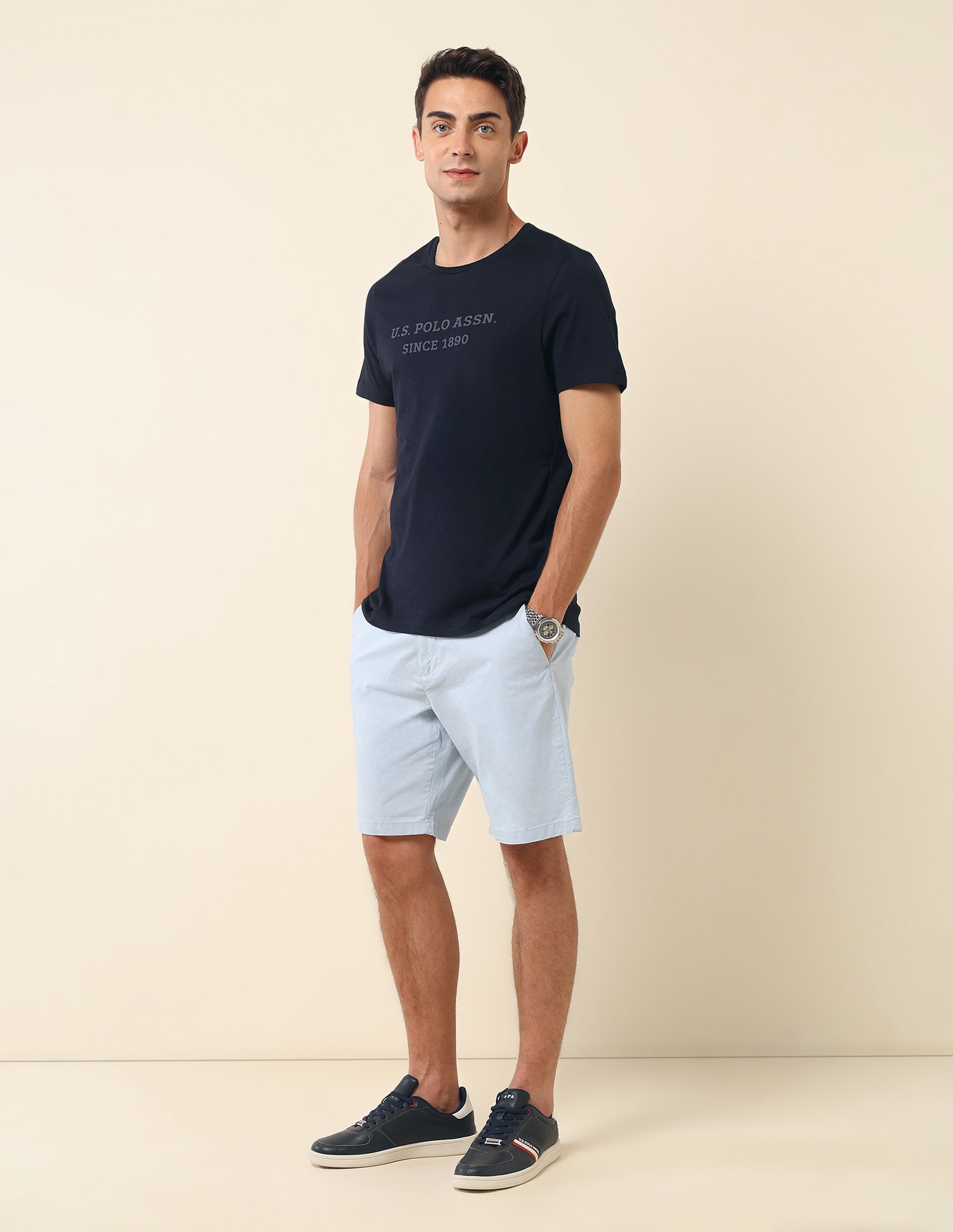 Brand Embossed Slim Fit T- Shirt Navy - U.S. Polo Assn. India | Large