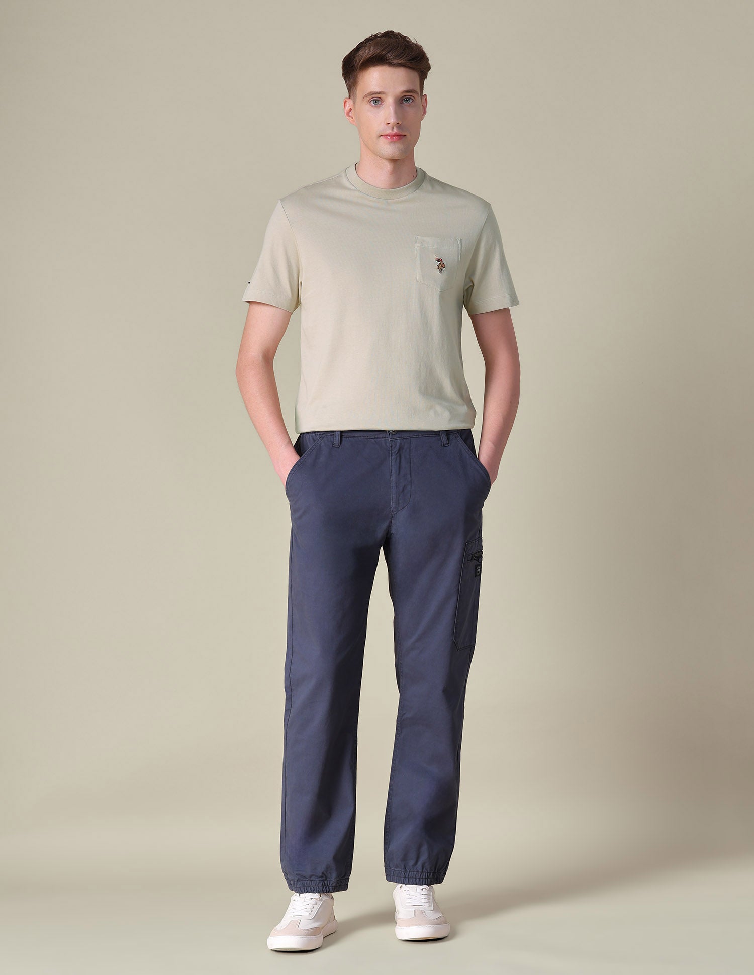 Solid Slim Fit T-Shirt Beige - U.S. POLO ASSN. | Large