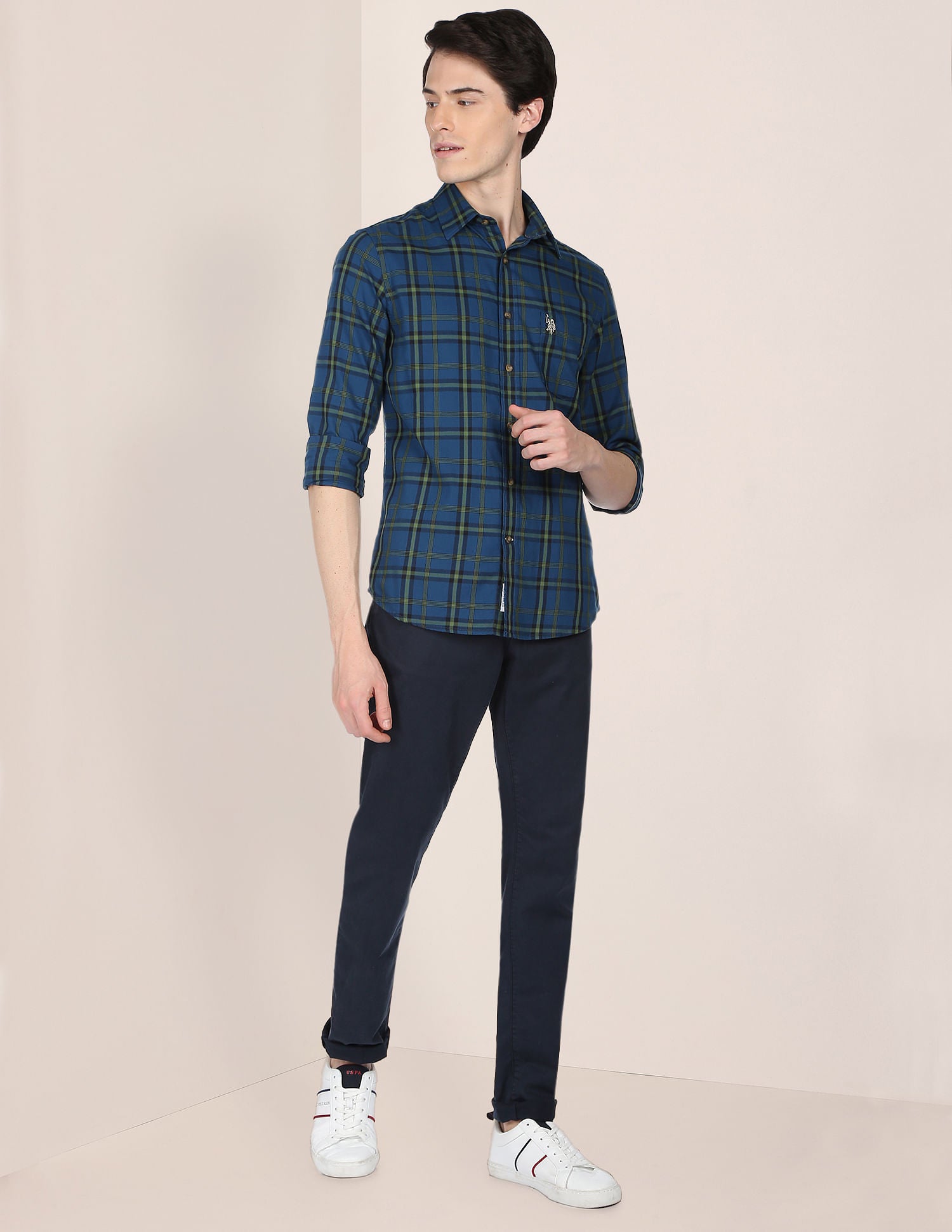 Tartan Check Twill Casual Shirt Navy - U.S. Polo Assn. India | Large