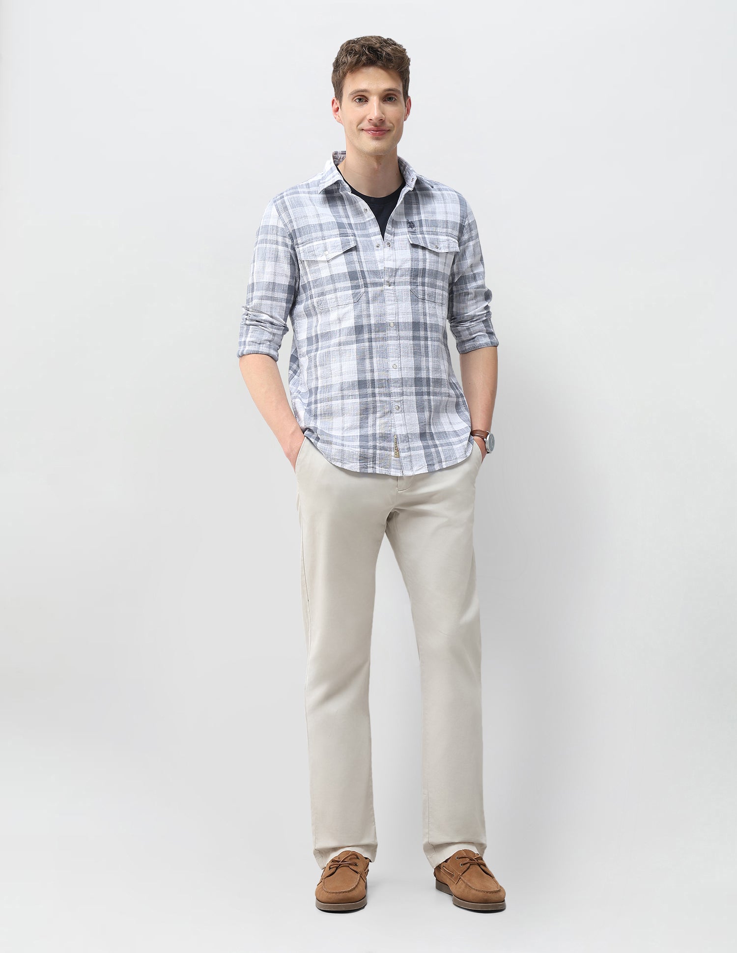 Tartan Checked Comfort Fit Shirt Blue - U.S. Polo Assn. India | Large