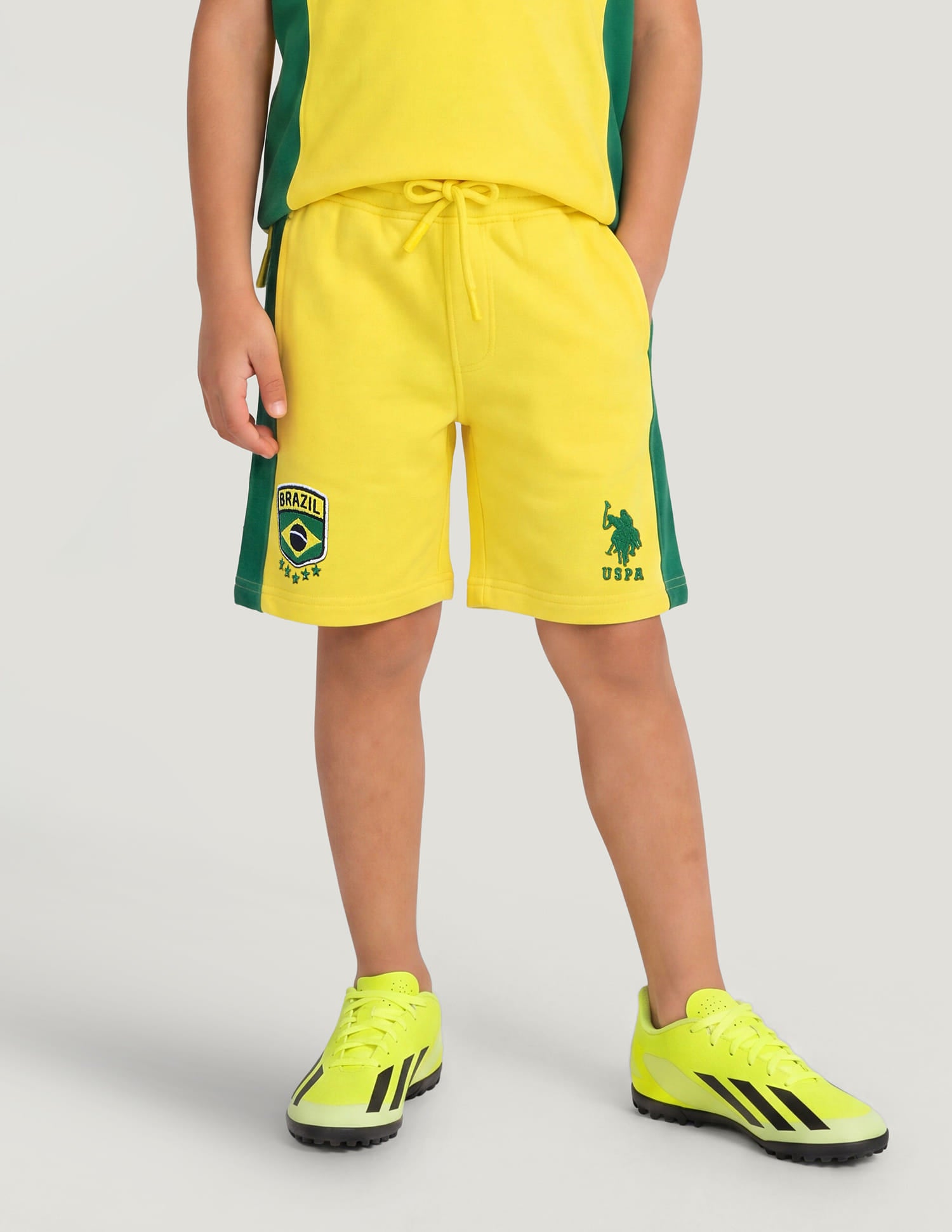 Colourblocked Regular Fit Shorts Yellow - U.S. Polo Assn. India | Large