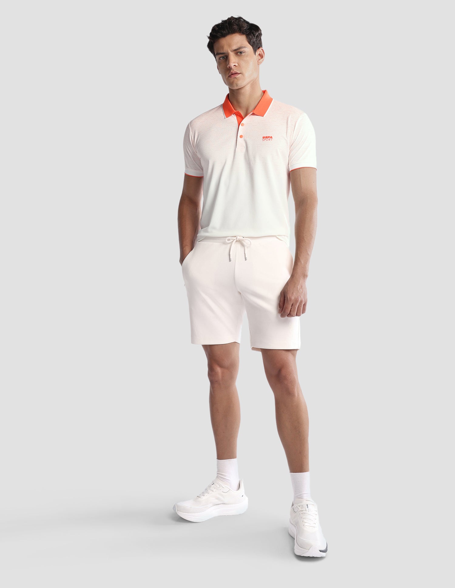 Geometric Printed Regular Fit Active Polo Shirt Orange - U.S. Polo Assn. India | Large