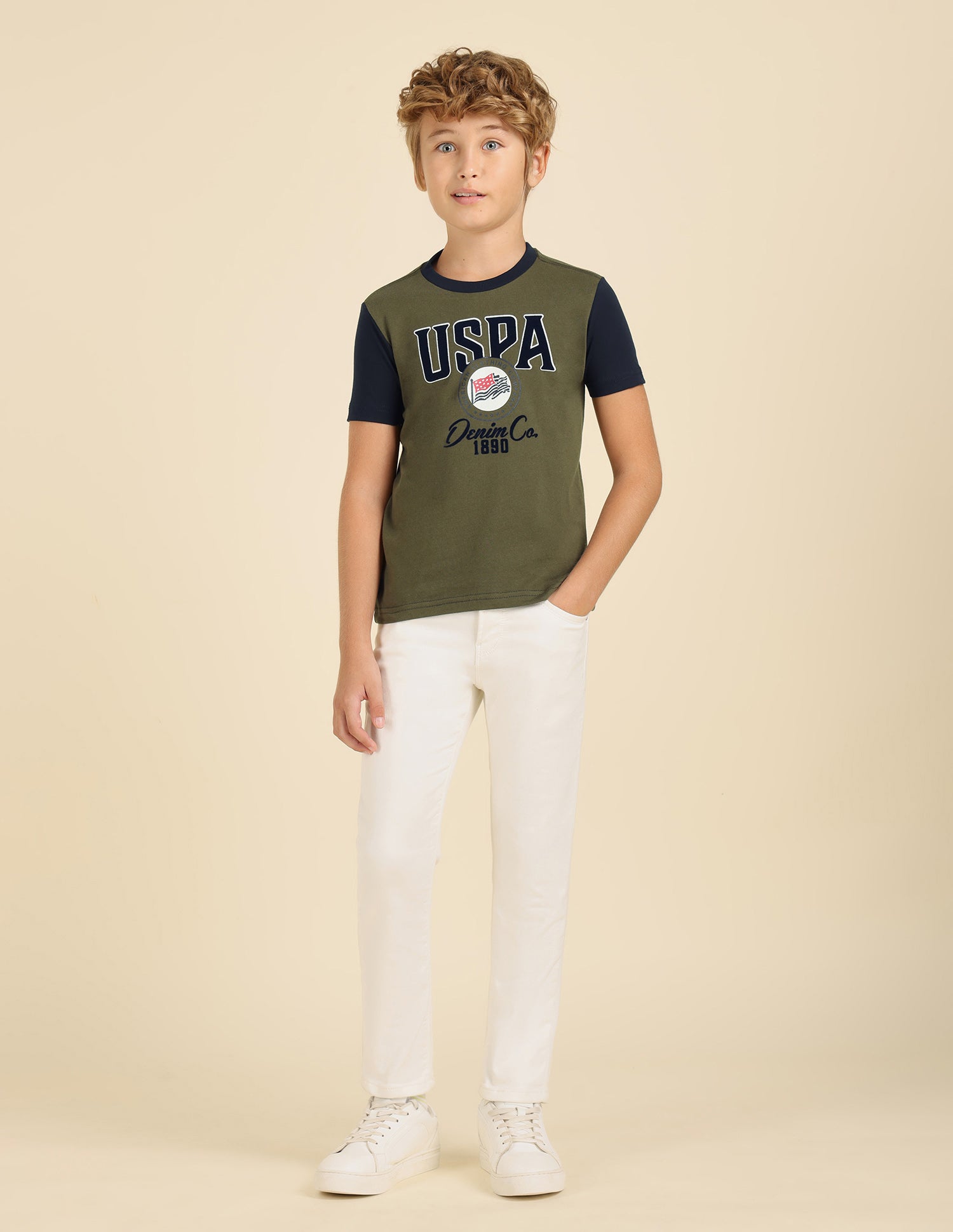 Boys Pure Cotton Regular Fit T-Shirt Olive - U.S. POLO ASSN. | Large