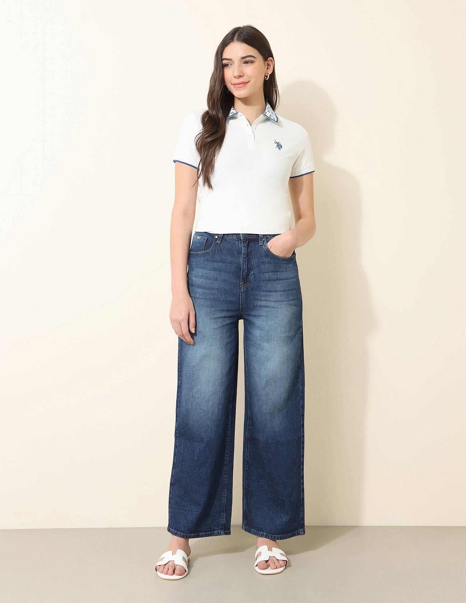 Regular Fit Jacquard Polo Shirt Off White - U.S. POLO ASSN. | Large