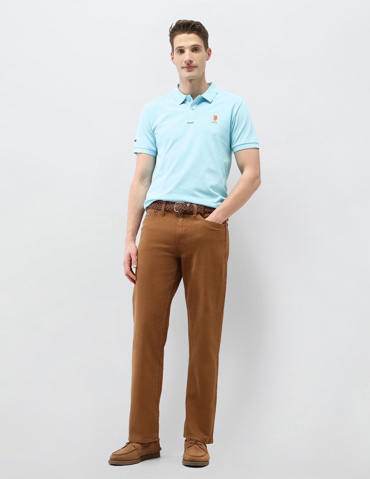 Solid Slim Fit Polo Shirt Light Blue - U.S. Polo Assn. India | Large