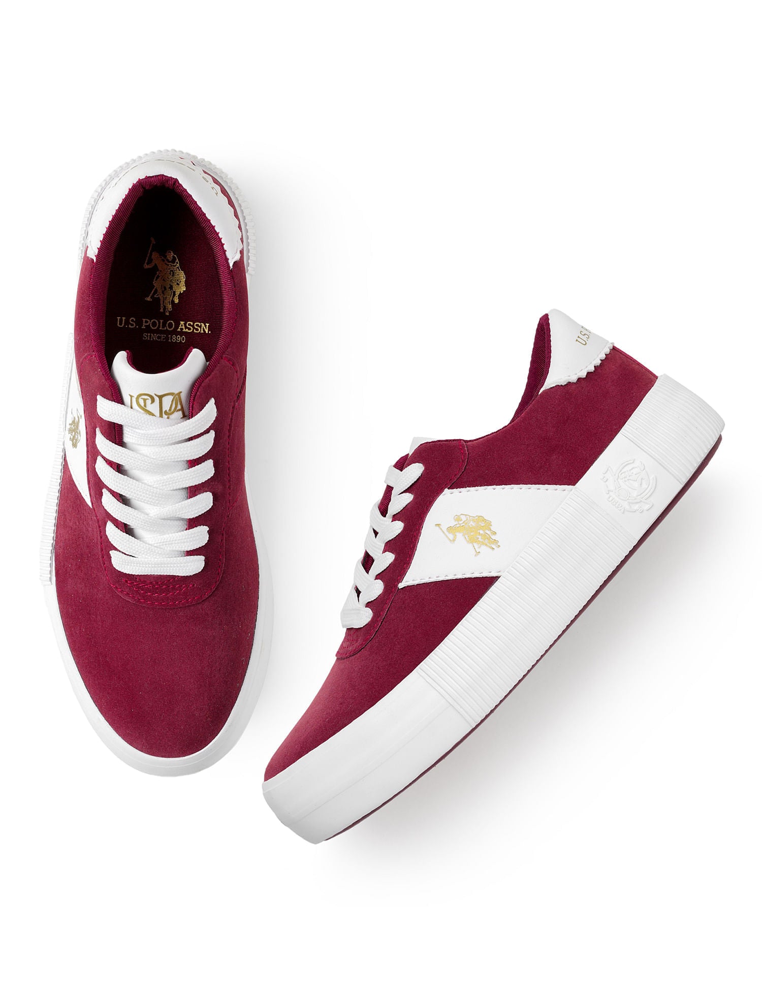 U.S. Polo Assn. Women Cordela 3.0 Colourblocked Comfort Insole Sneakers Burgundy - U.S. POLO ASSN. | Large