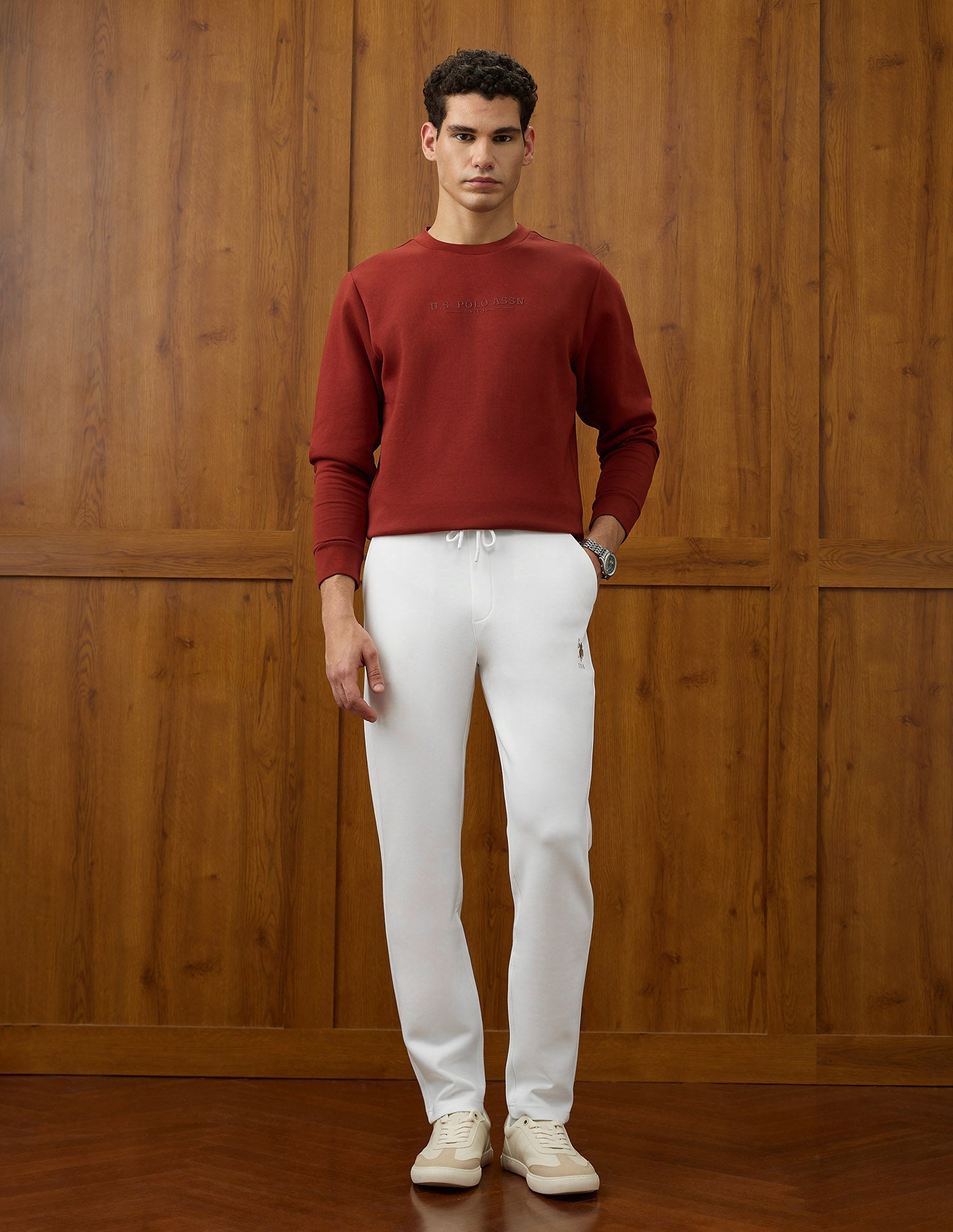 Mid Rise Varsity Theatre Track Pants Off White - U.S. POLO ASSN. | Large