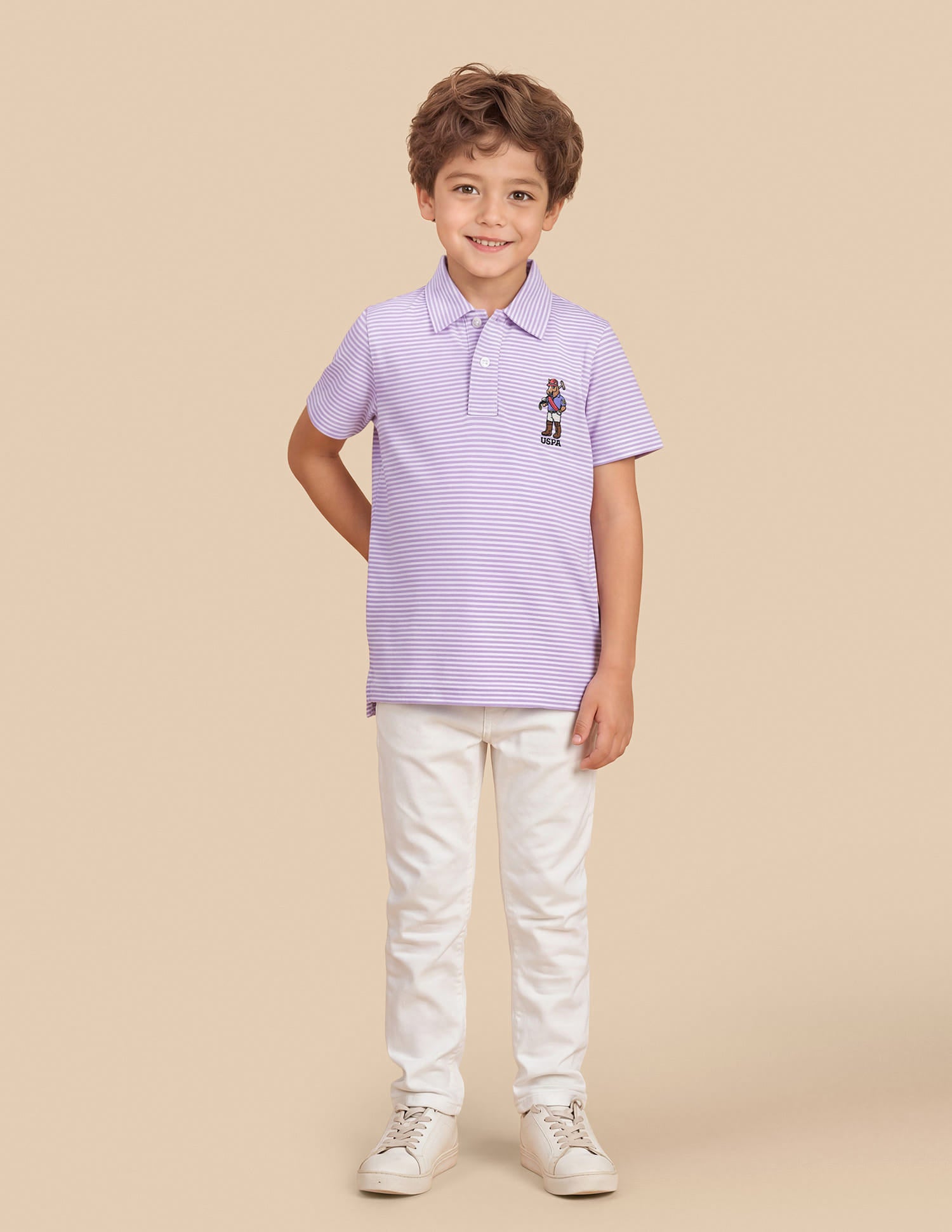Horizontal Striped Regular Fit Polo Shirt Pink - U.S. Polo Assn. India | Large