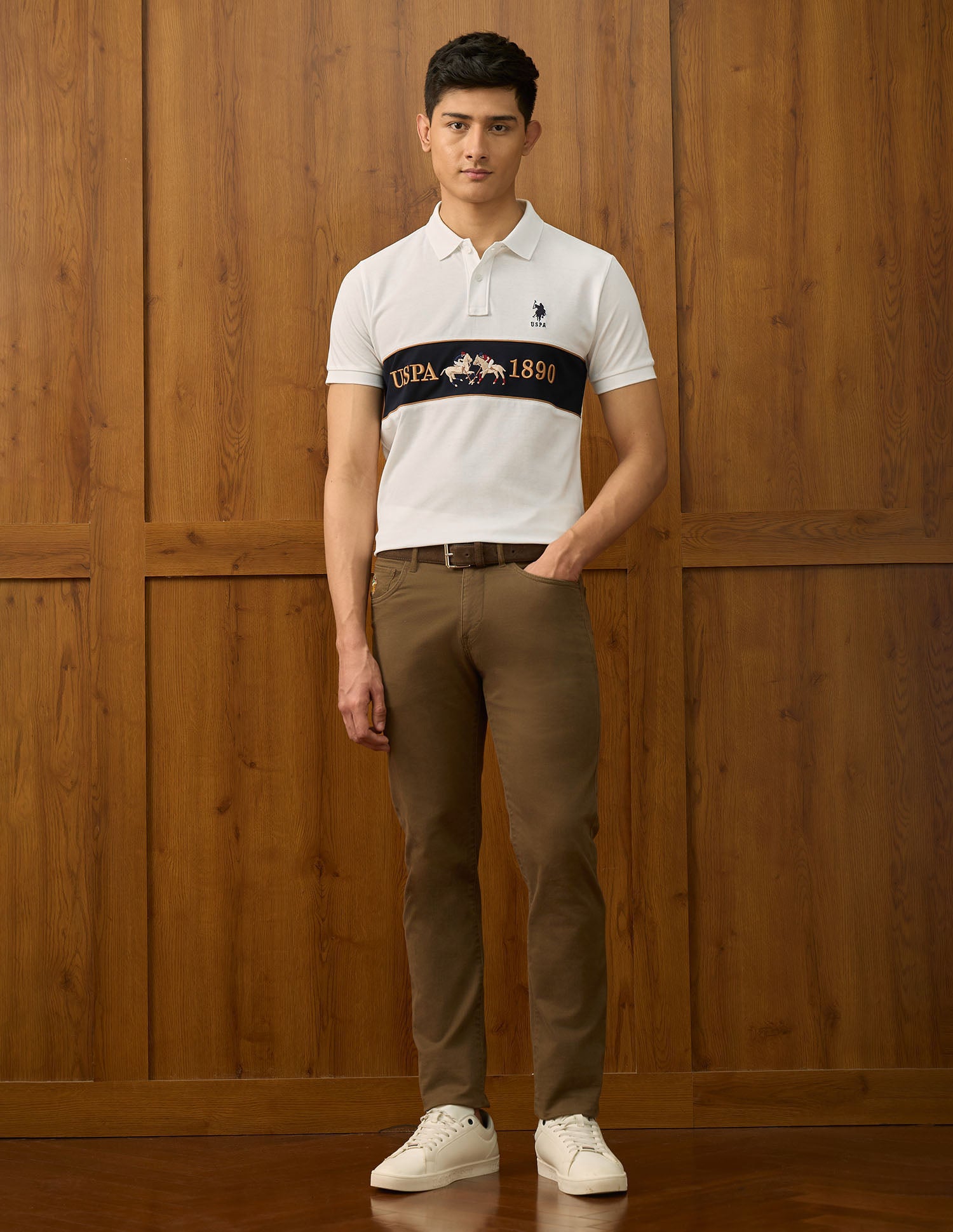 Colourblocked Varsity Polo Shirt White - U.S. POLO ASSN. | Large